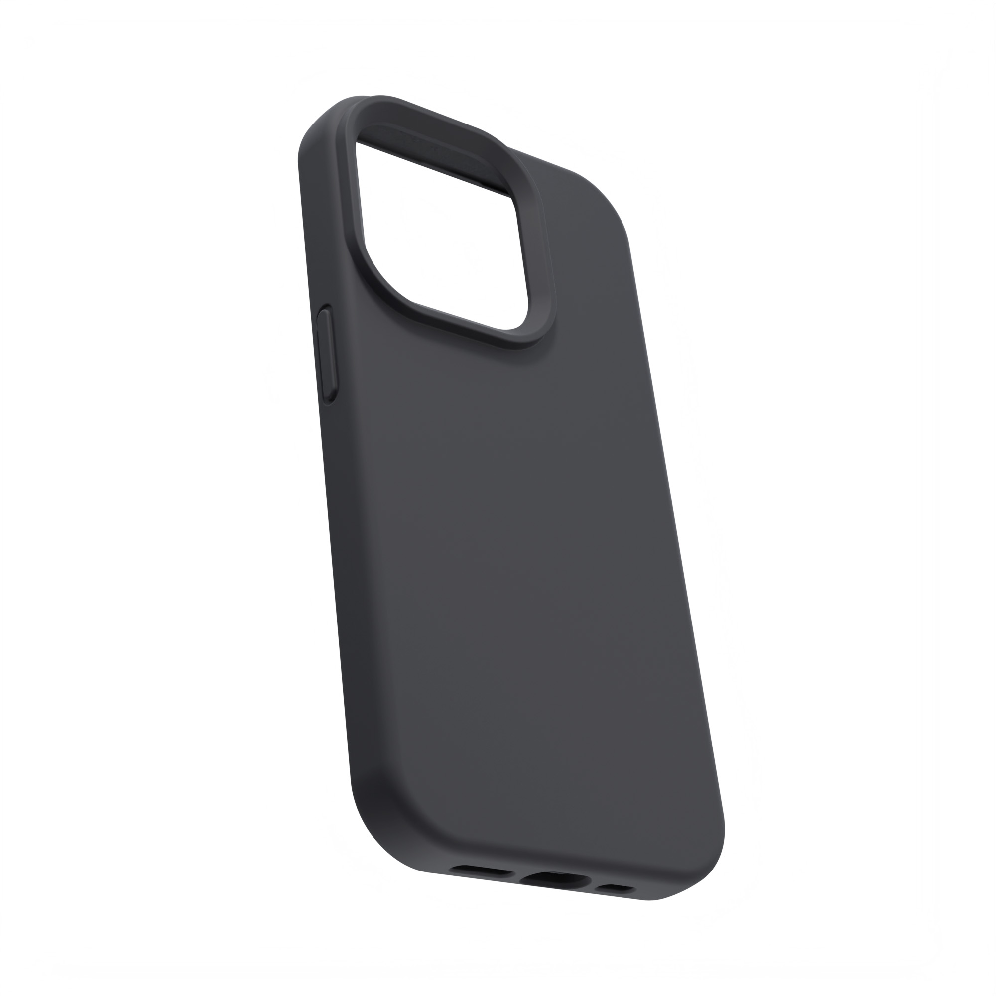 Czarny futerał na telefon. Otwór na aparat jest widoczny. Etui jest w kolorze czarnym.