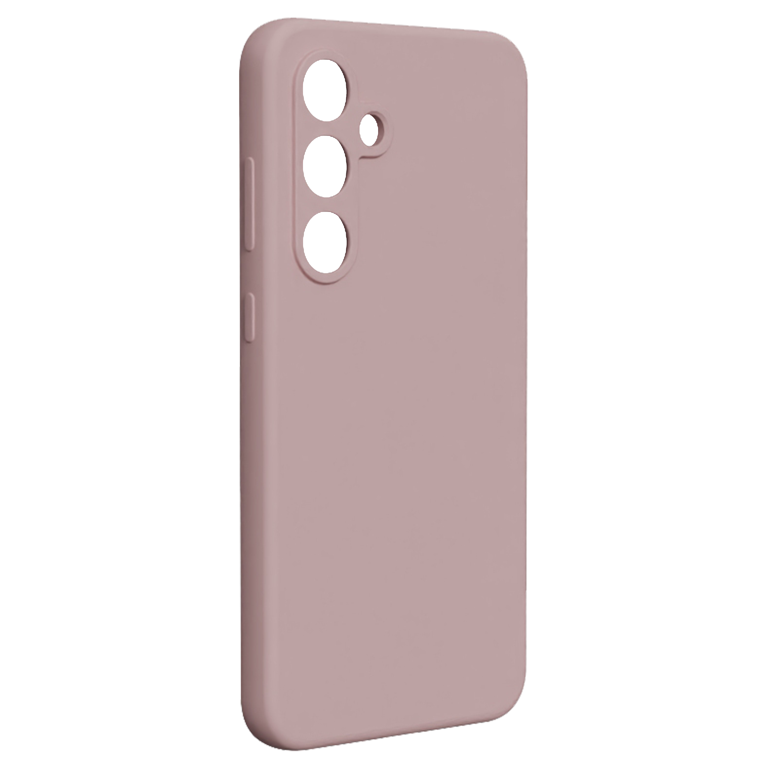 Proste, jednokolorowe etui na telefon w stonowanym różowym kolorze.