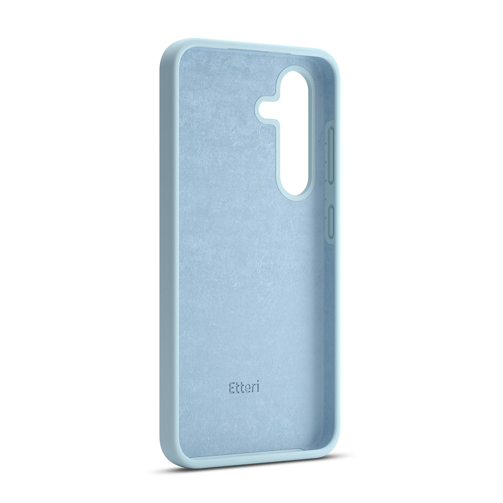 Interno della custodia blu per telefono, contrassegnato con il marchio 'Etteri'. La custodia è vuota.