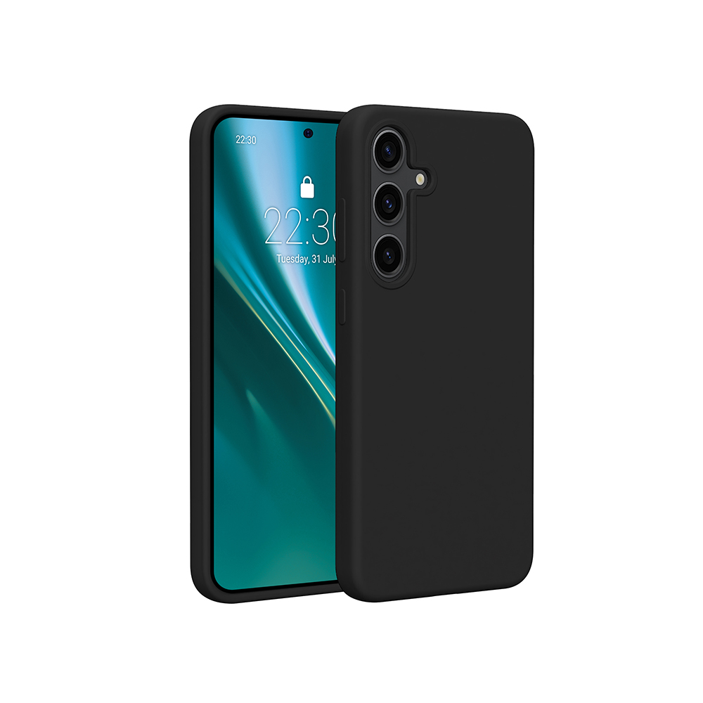 Czarne etui na telefonie Samsung, wyświetlające ekran blokady z godziną.