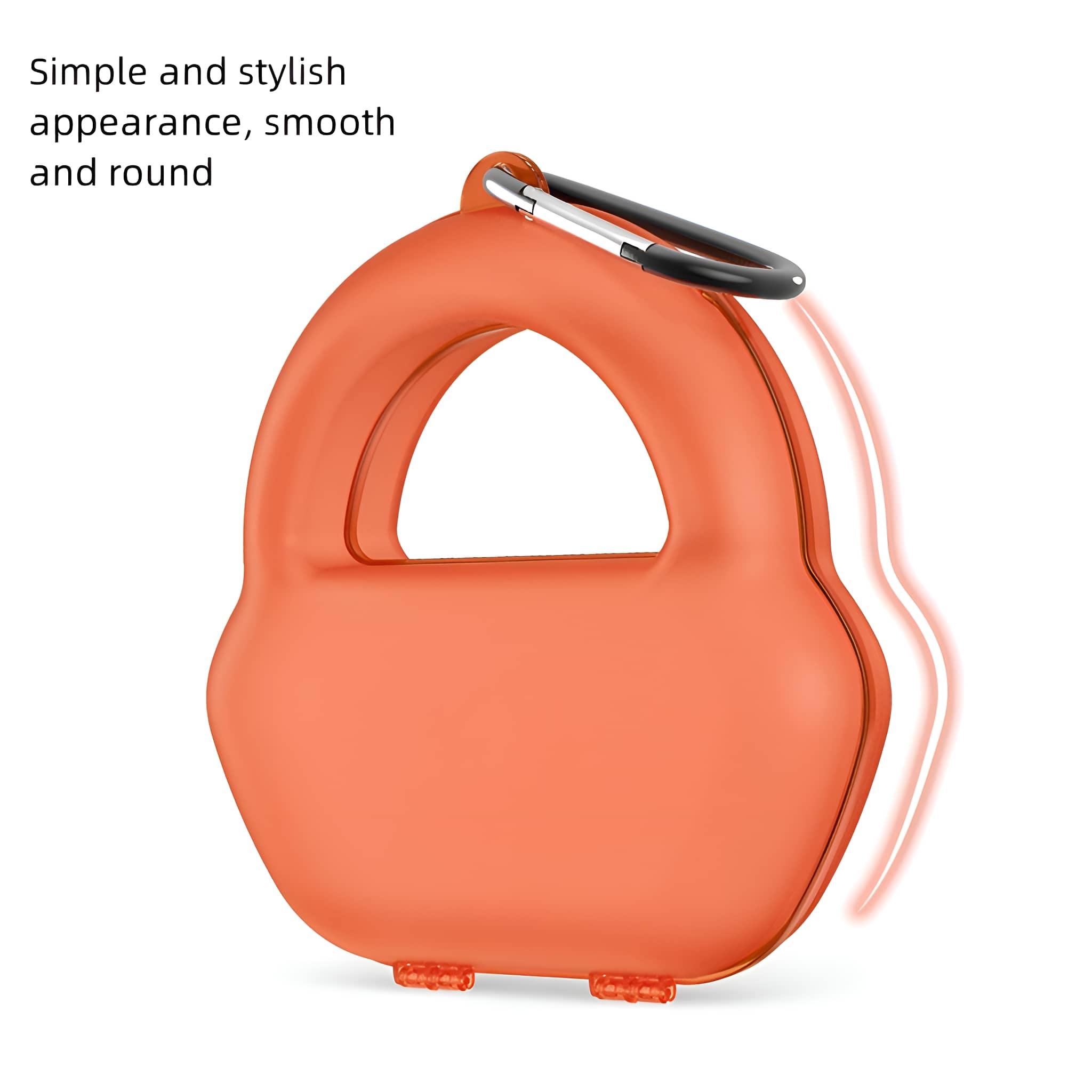 Orange, abgerundetes Gehäuse mit schwarzem Clip. Das Gehäuse ist glatt und hat ein geschwungenes Design.