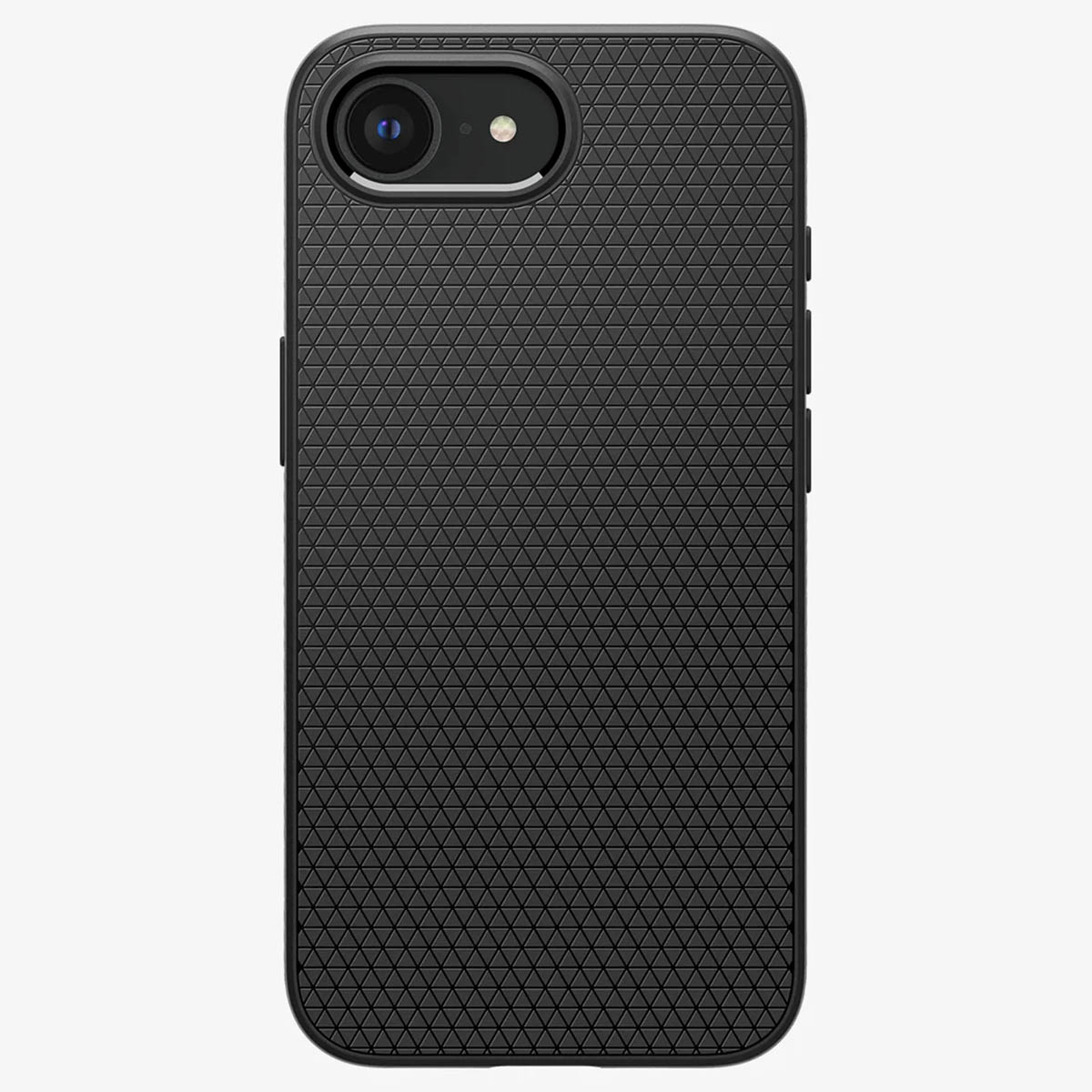 A black phone case with a textured surface. The case has a camera hole.