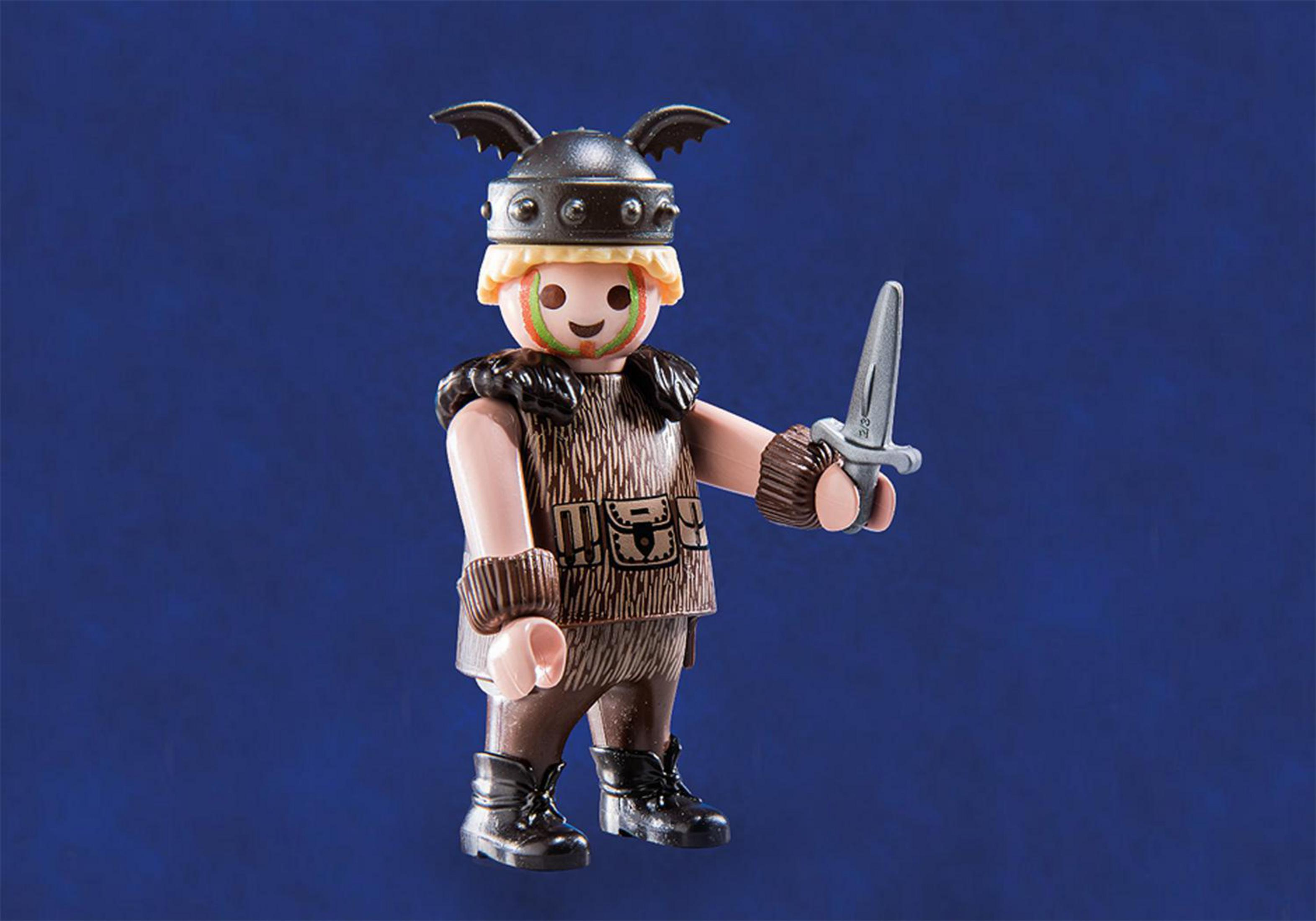 Playmobil Wikingerfigur mit Helm, hält ein Schwert.