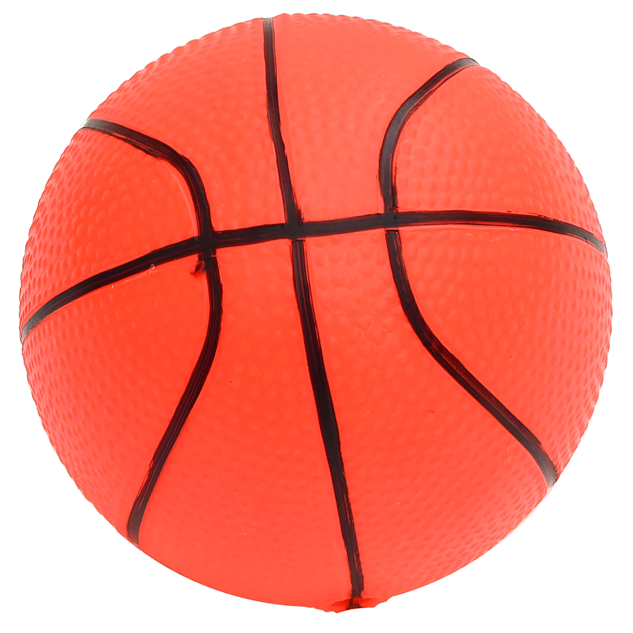 Ein roter Basketball mit schwarzen Linien auf weißem Hintergrund.