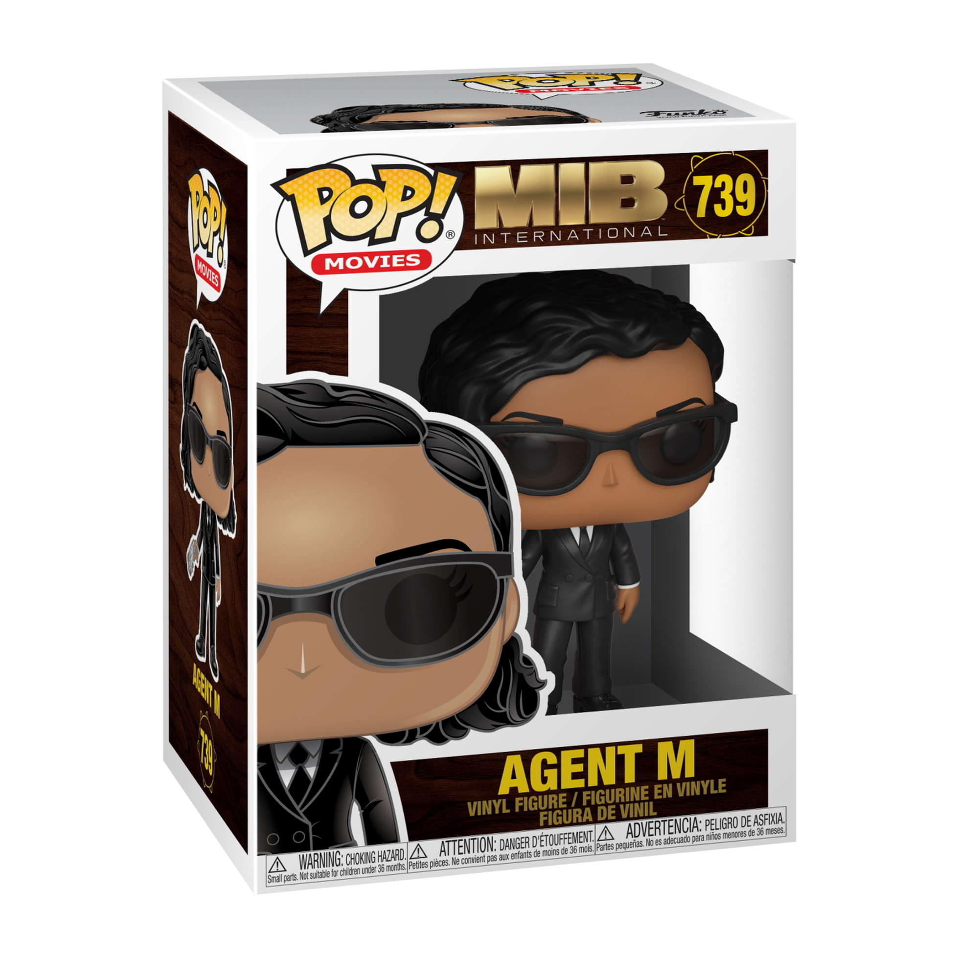 Funko Pop! Box für Agent M von Men in Black. Figur in schwarzem Anzug und Sonnenbrille.