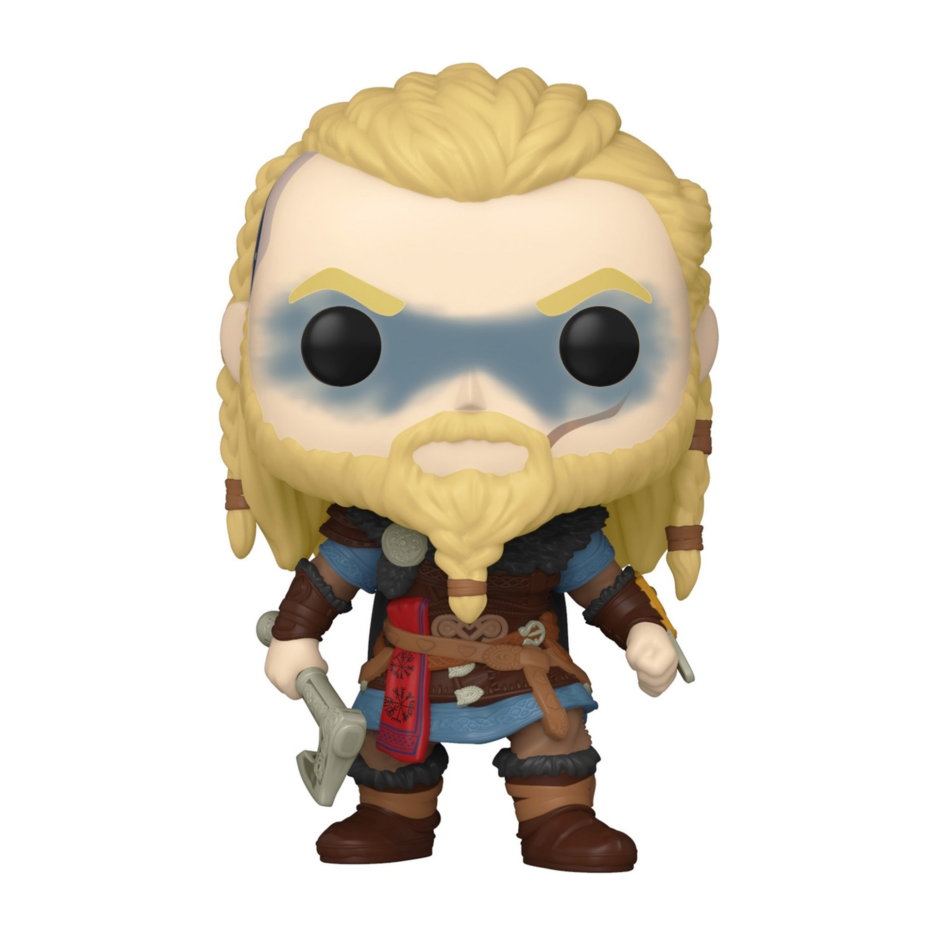 Figura Funko Pop di un uomo biondo con la barba, che tiene un'arma.