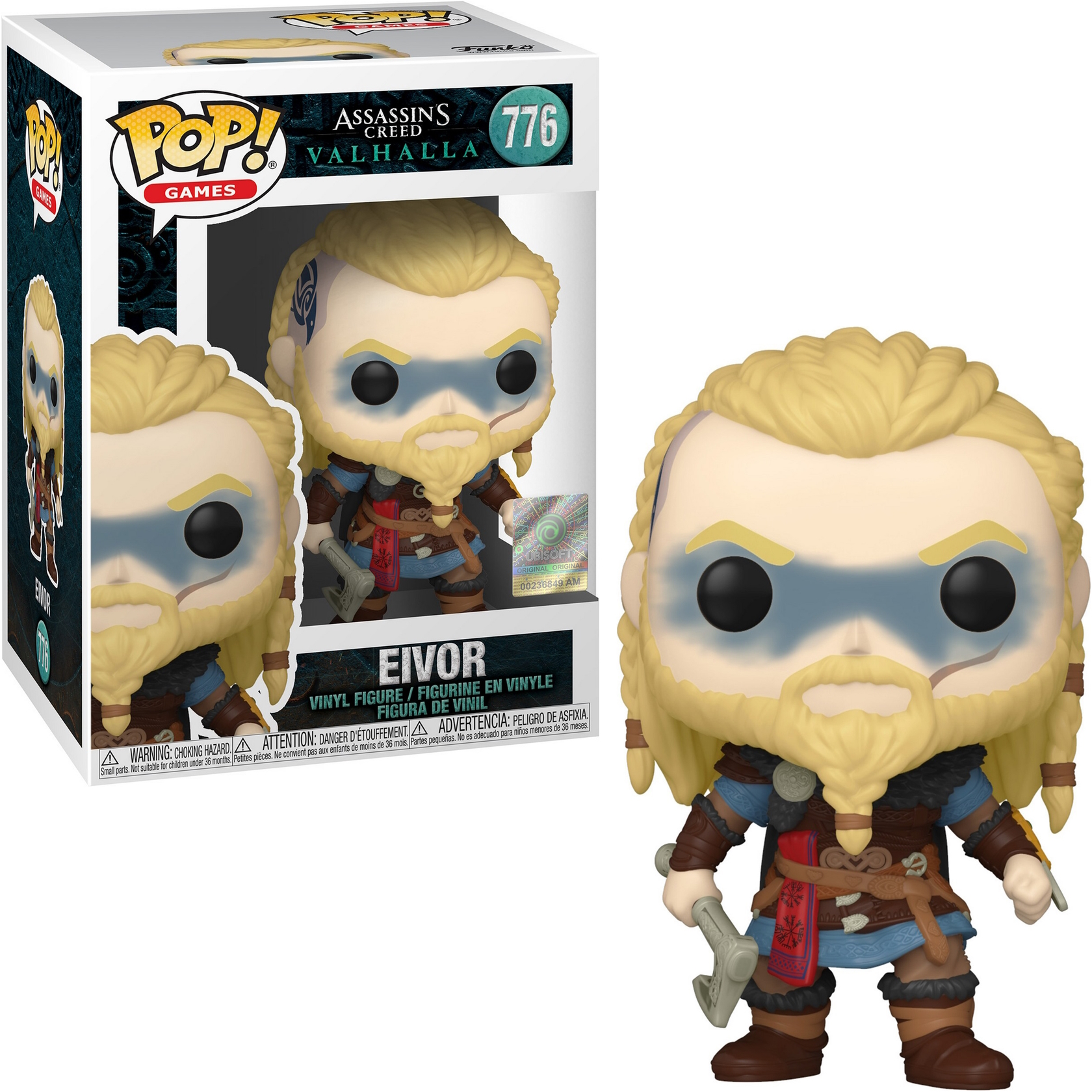 Una figura Funko Pop di Eivor da Assassin's Creed Valhalla. Include la scatola.