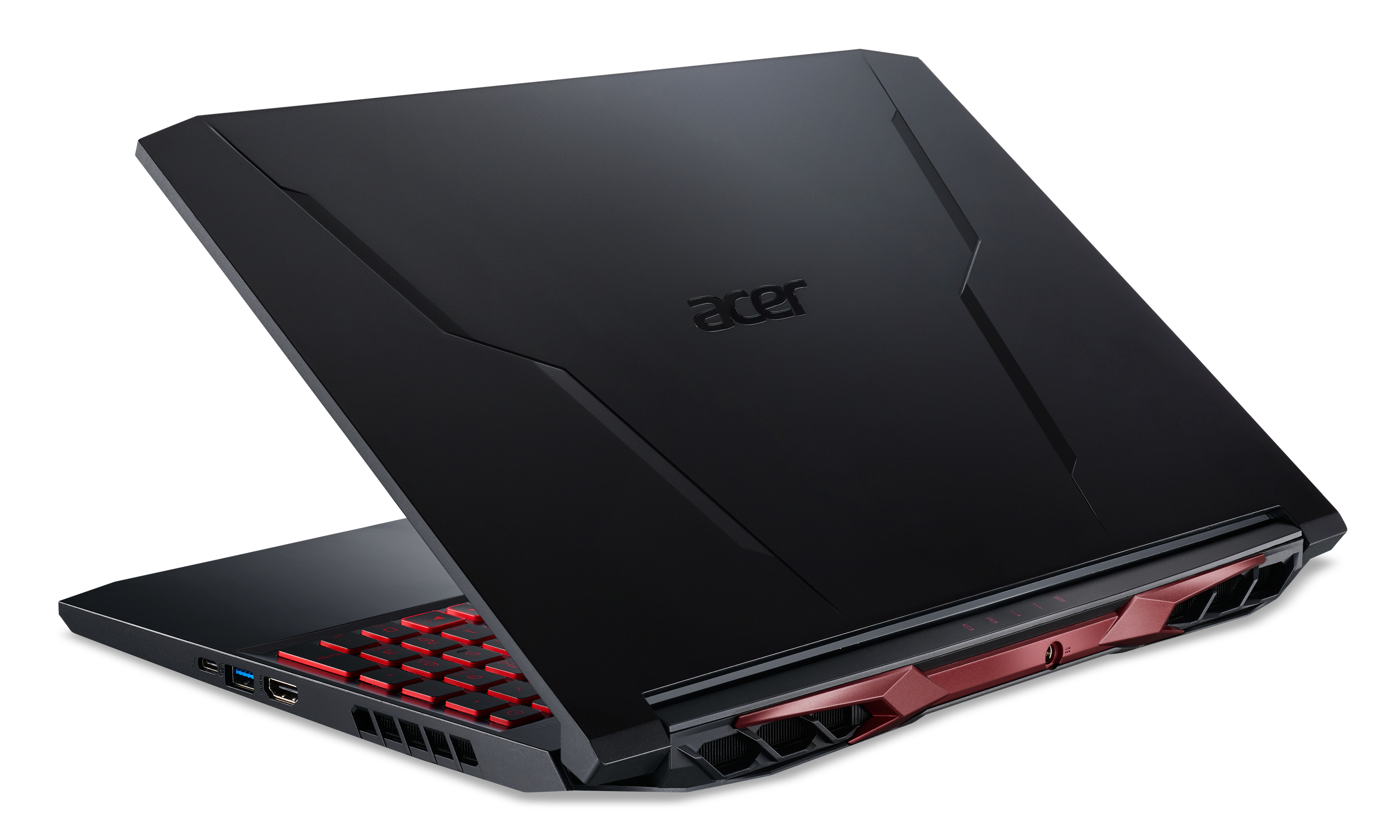 Laptop con schermo aperto che mostra un desktop con logo Acer.