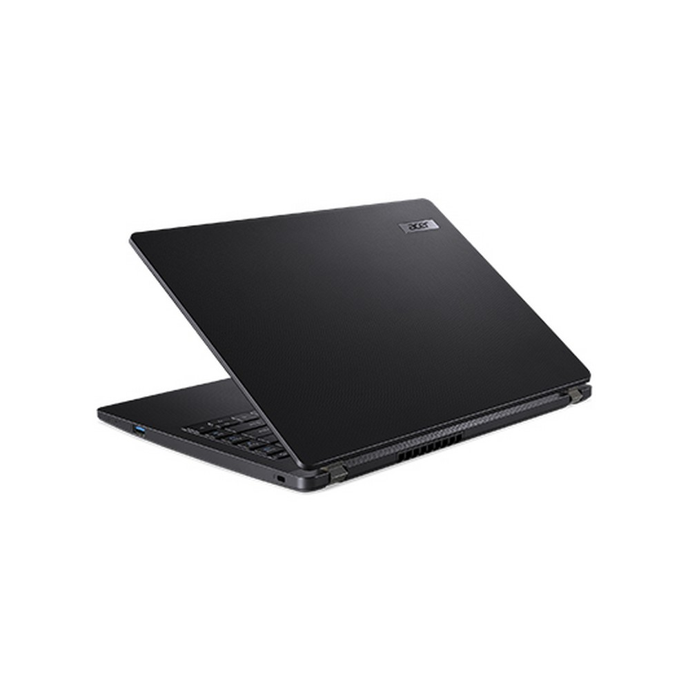 Un laptop nero con il logo Acer, chiuso su una superficie bianca.