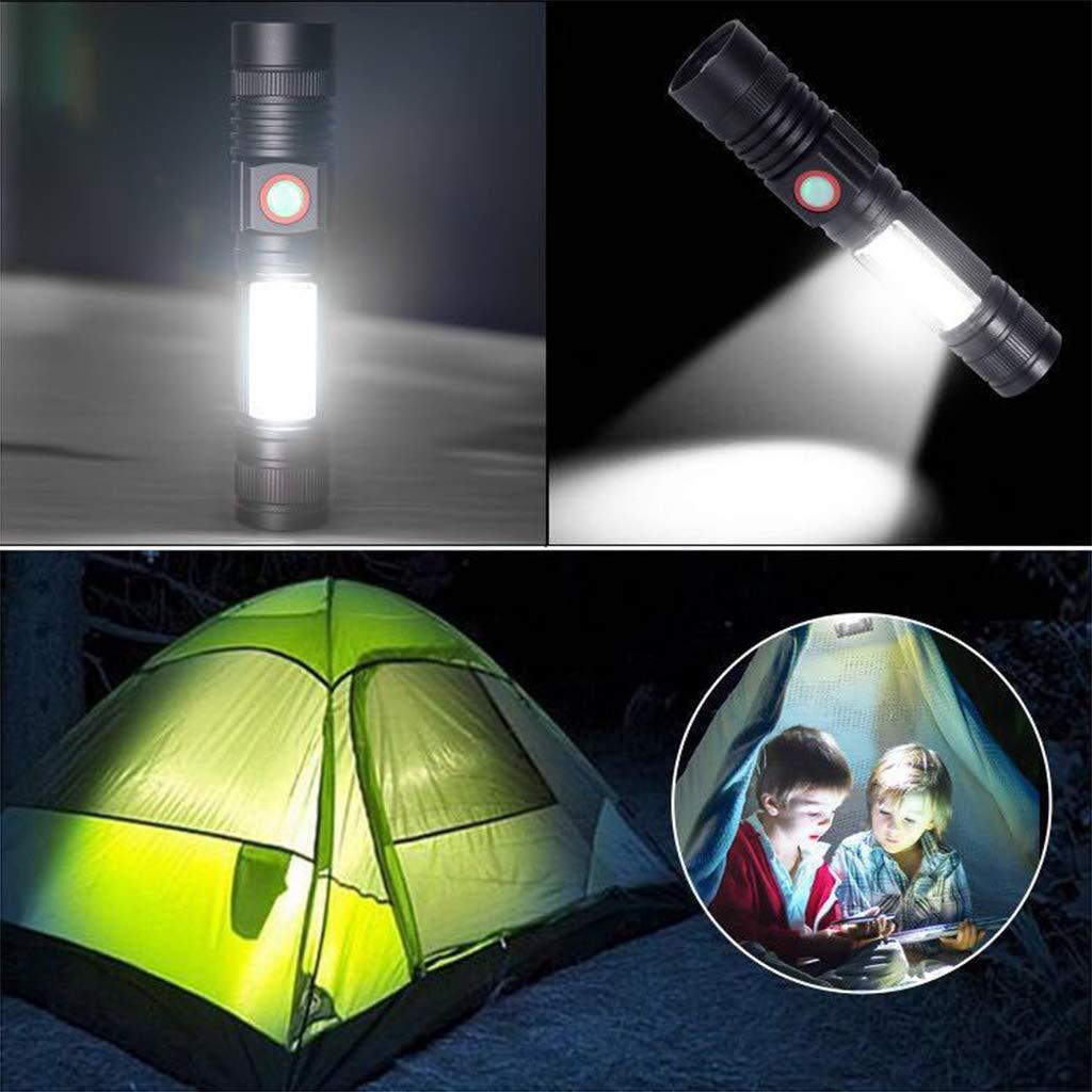 Collage aus einer Taschenlampe, einem von innen beleuchteten Zelt und Kindern im Zelt.
