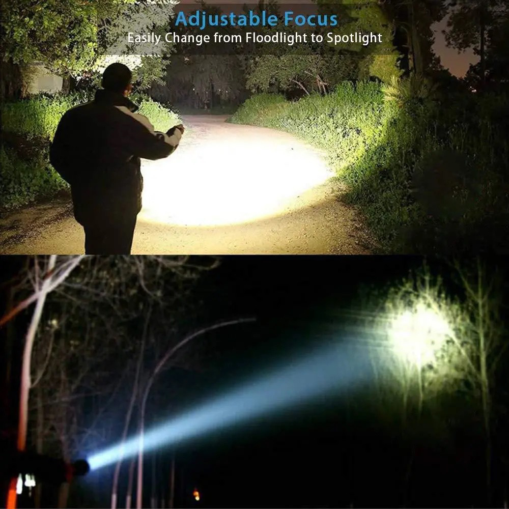 Ein Mann hält eine Taschenlampe, die den einstellbaren Fokus hervorhebt.