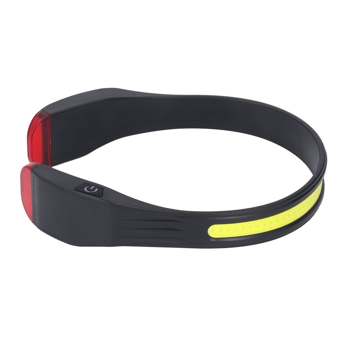 Schwarzes LED-Lichtband mit roten Lichtern an beiden Enden und einem Netzschalter.