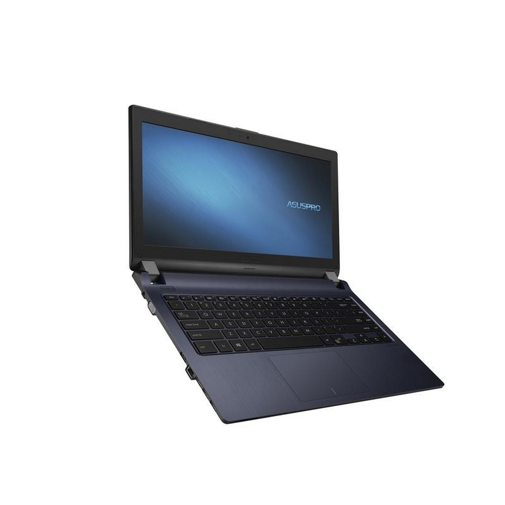 Laptop Asus, blu scuro, aperto, tastiera visibile, sfondo bianco.
