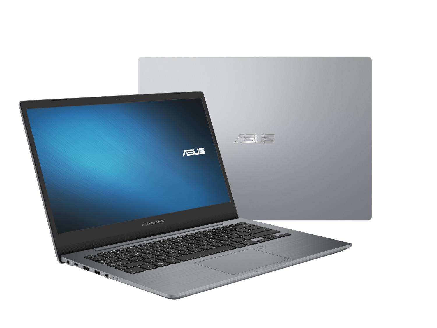 Laptop Asus, argento, aperto, tastiera, vista posteriore, sfondo bianco.