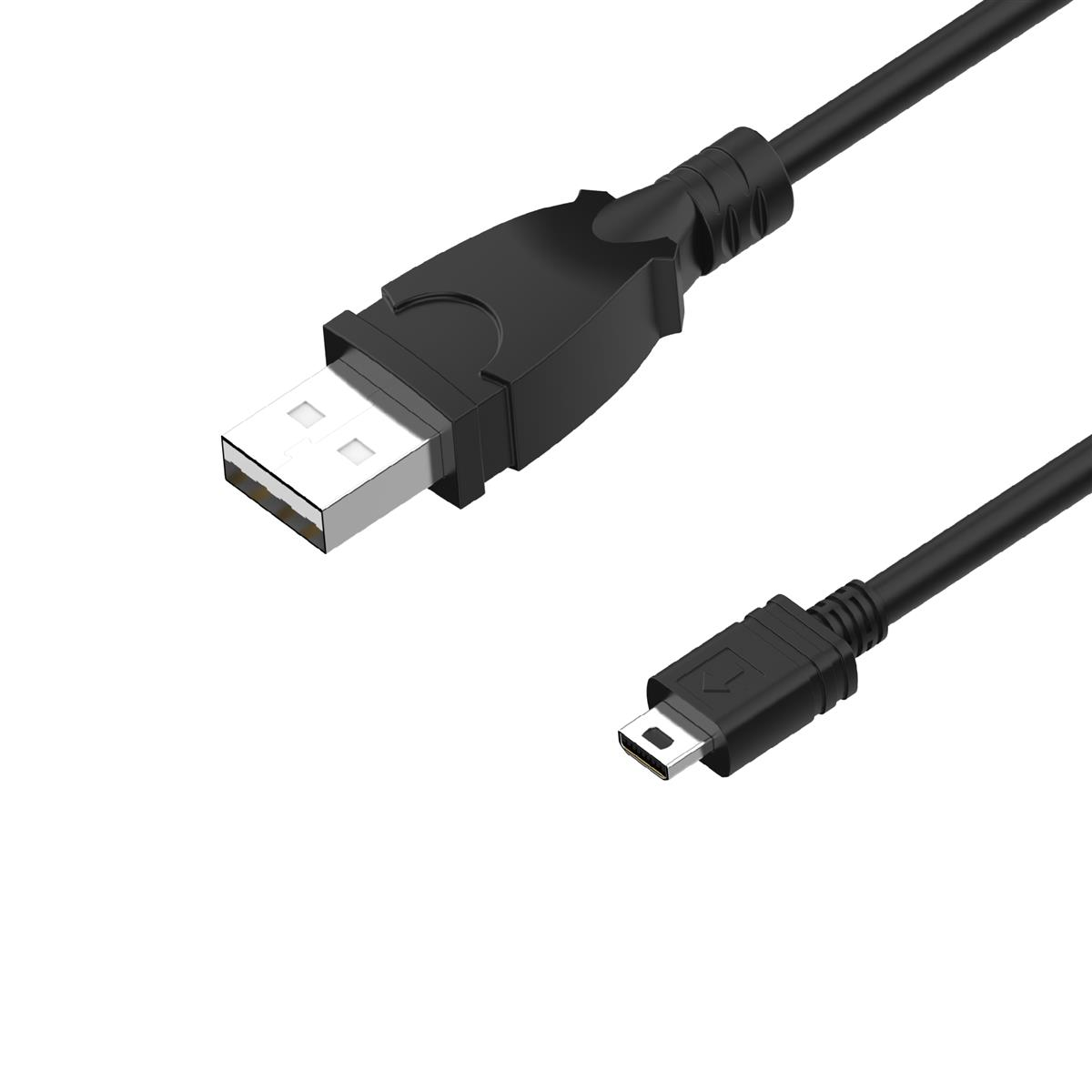 Schwarzes USB-Kabel mit USB- und Micro-USB-Anschlüssen.