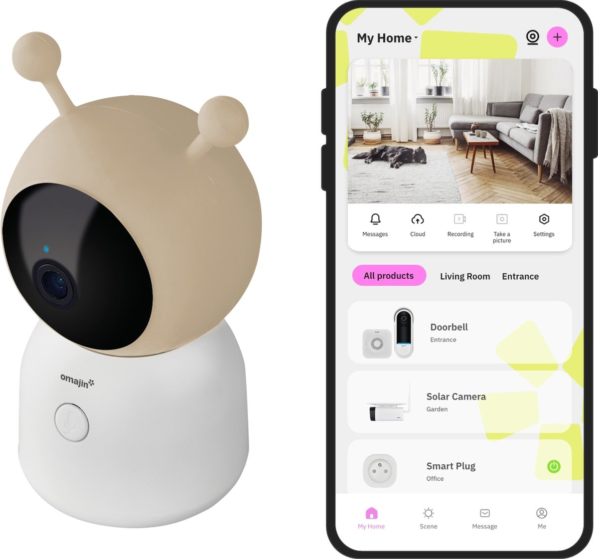 BABY MONITOR OMAJIN BY NETATMO OBC-01-EC 2K HD Wi-Fi IR 10 m Alexa Google, da Interno, Connettività WIFI, Funzione visione notturna, Sistema di alimentazione: Batteria