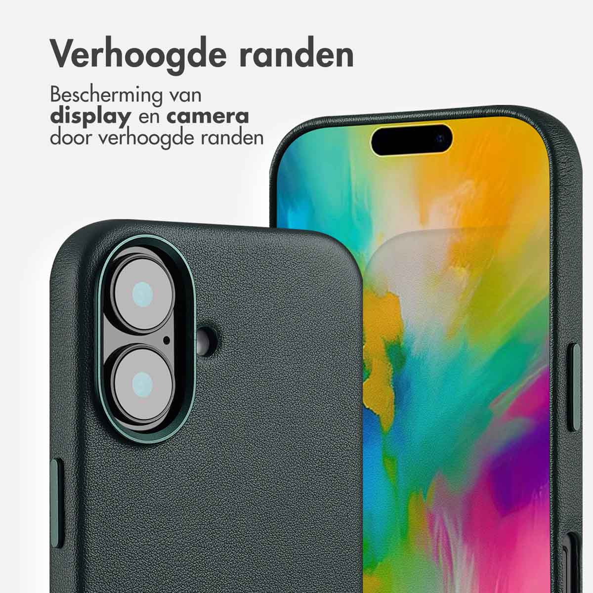 ACCEZZ Leather Backcover Cover per Apple iPhone 16, Verde scuro