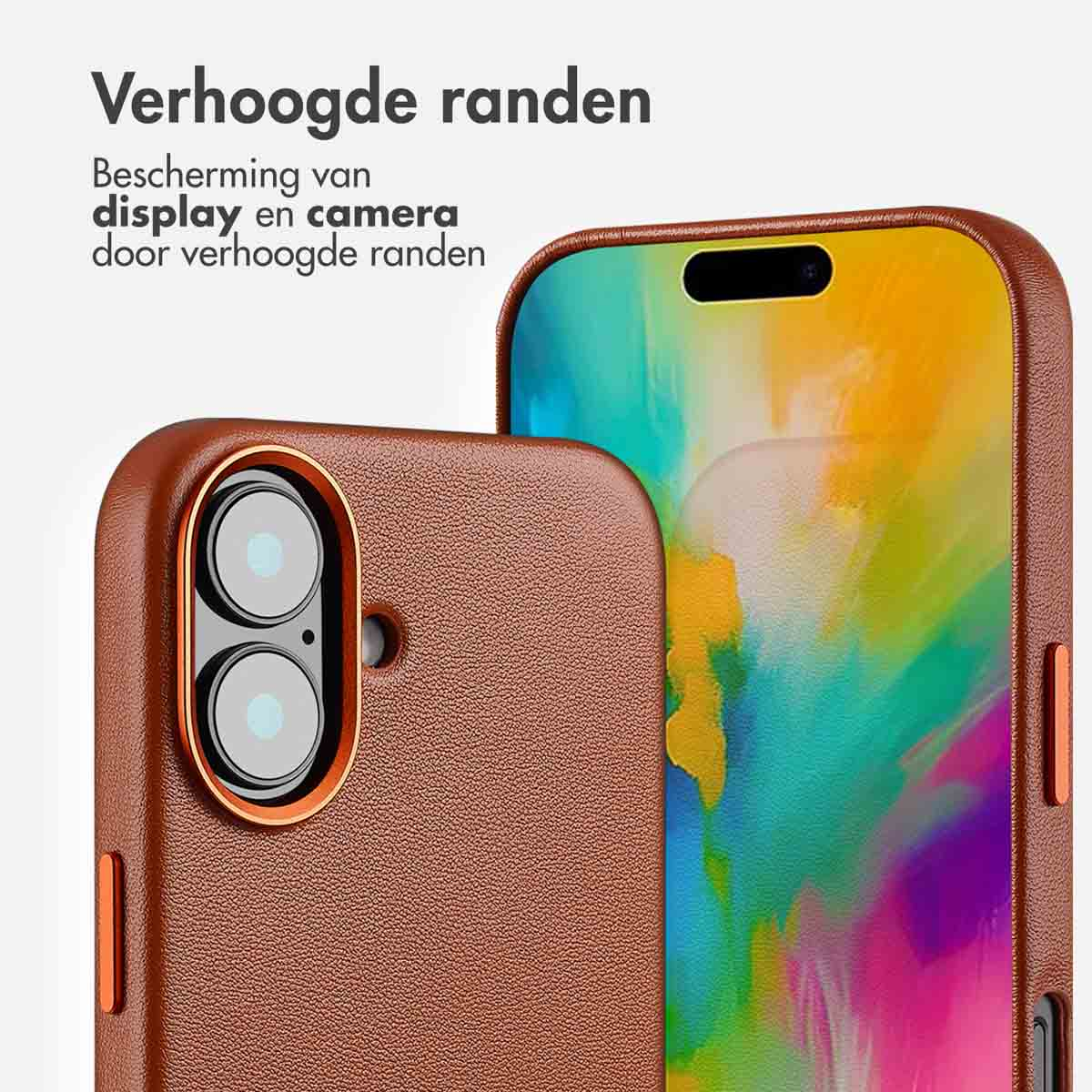 ACCEZZ MagSafe Leather Backcover geschikt voor Apple iPhone 16 Telefoonhoesje voor Apple iPhone 16 Bruin