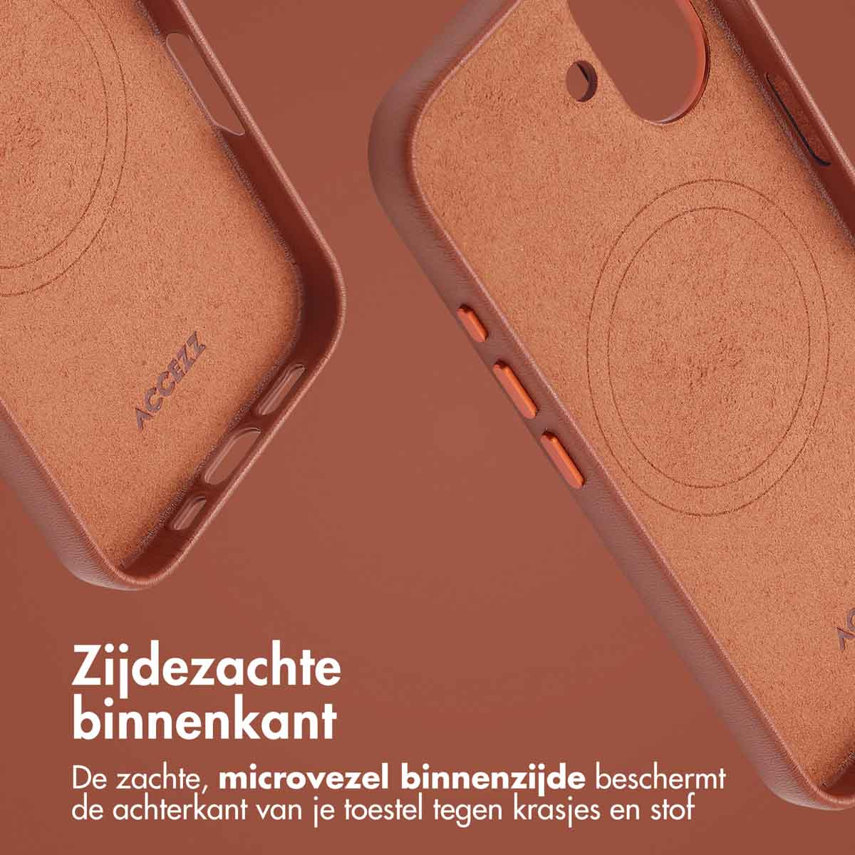 ACCEZZ MagSafe Leather Backcover geschikt voor Apple iPhone 16 Telefoonhoesje voor Apple iPhone 16 Bruin