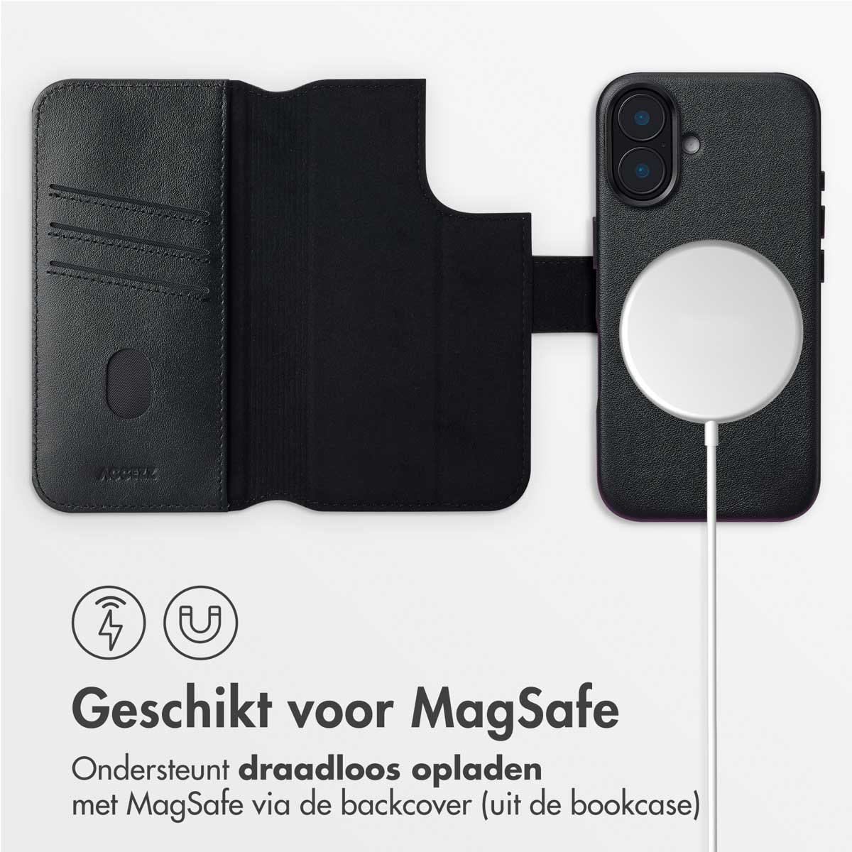 ACCEZZ Coque folio compatible avec iPhone 16 Étui de Téléphone voor Apple iPhone 16 Noir