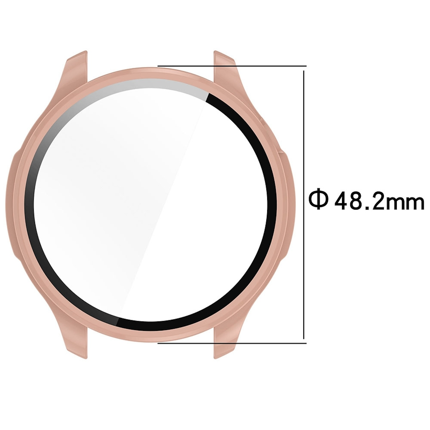 Roségoldfarbenes Zifferblatt mit schwarzer Lünette und 48,2 mm Durchmesser.