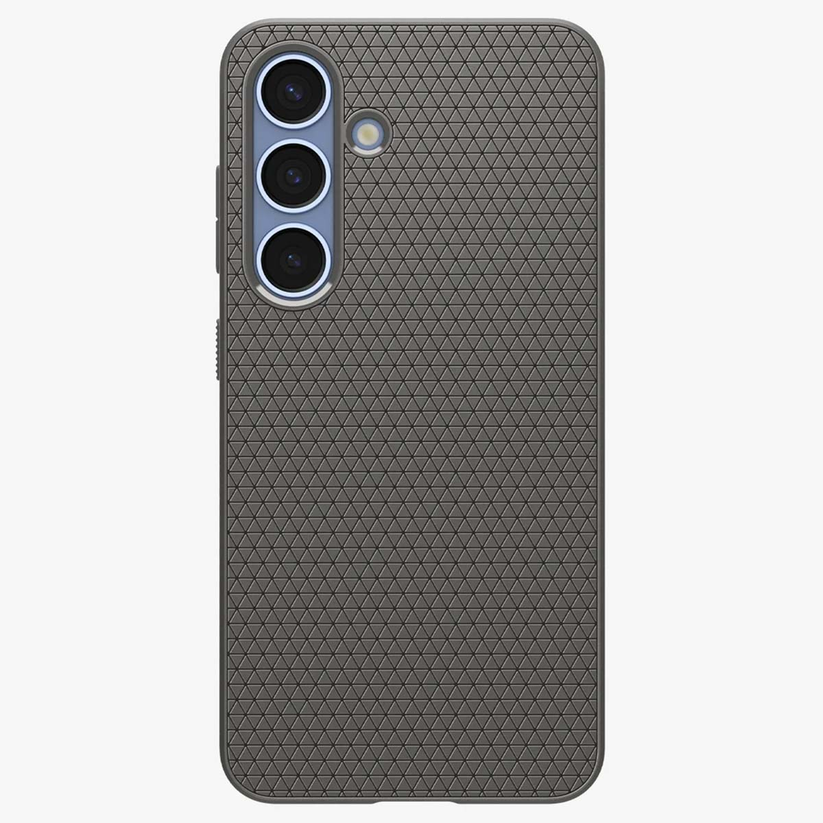 Een grijze telefoonhoes met een camera.