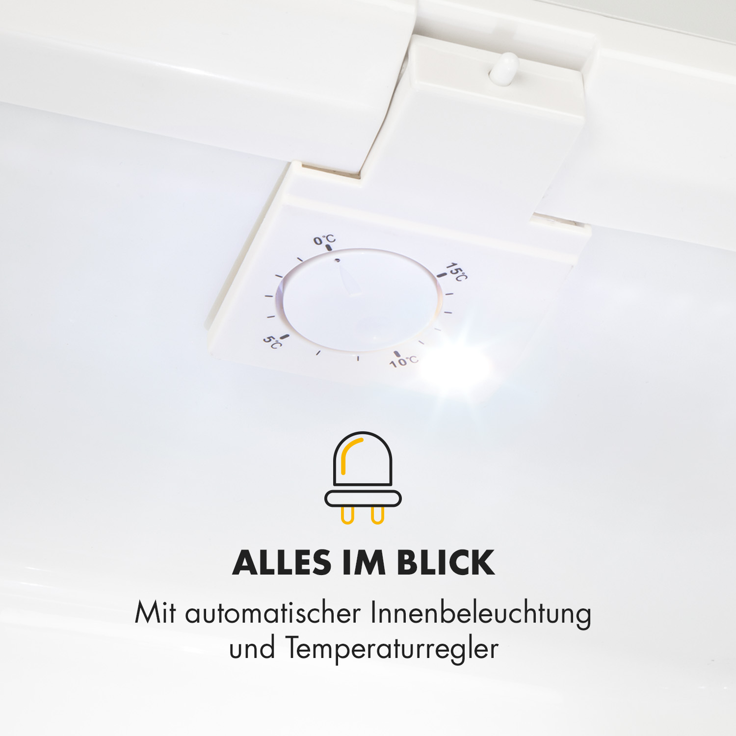 Ein Gerät mit Temperaturregler und Innenbeleuchtung.