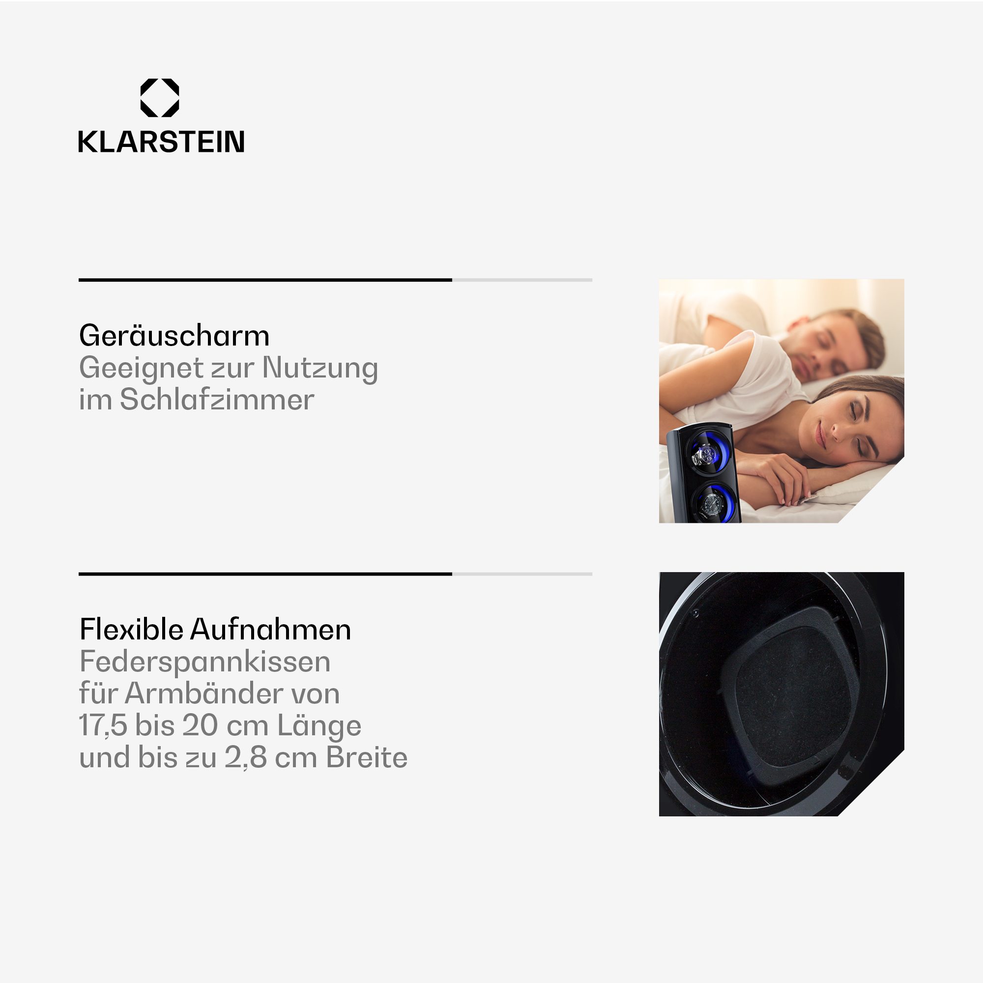 Ein Klarstein Luftreiniger und zwei schlafende Personen.