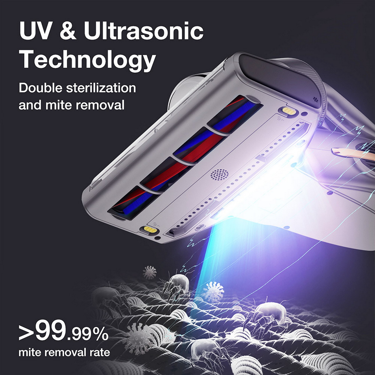 Staubsaugerkopf mit UV- und Ultraschalltechnologie, Milbenentfernung. 99,99% Entfernung.