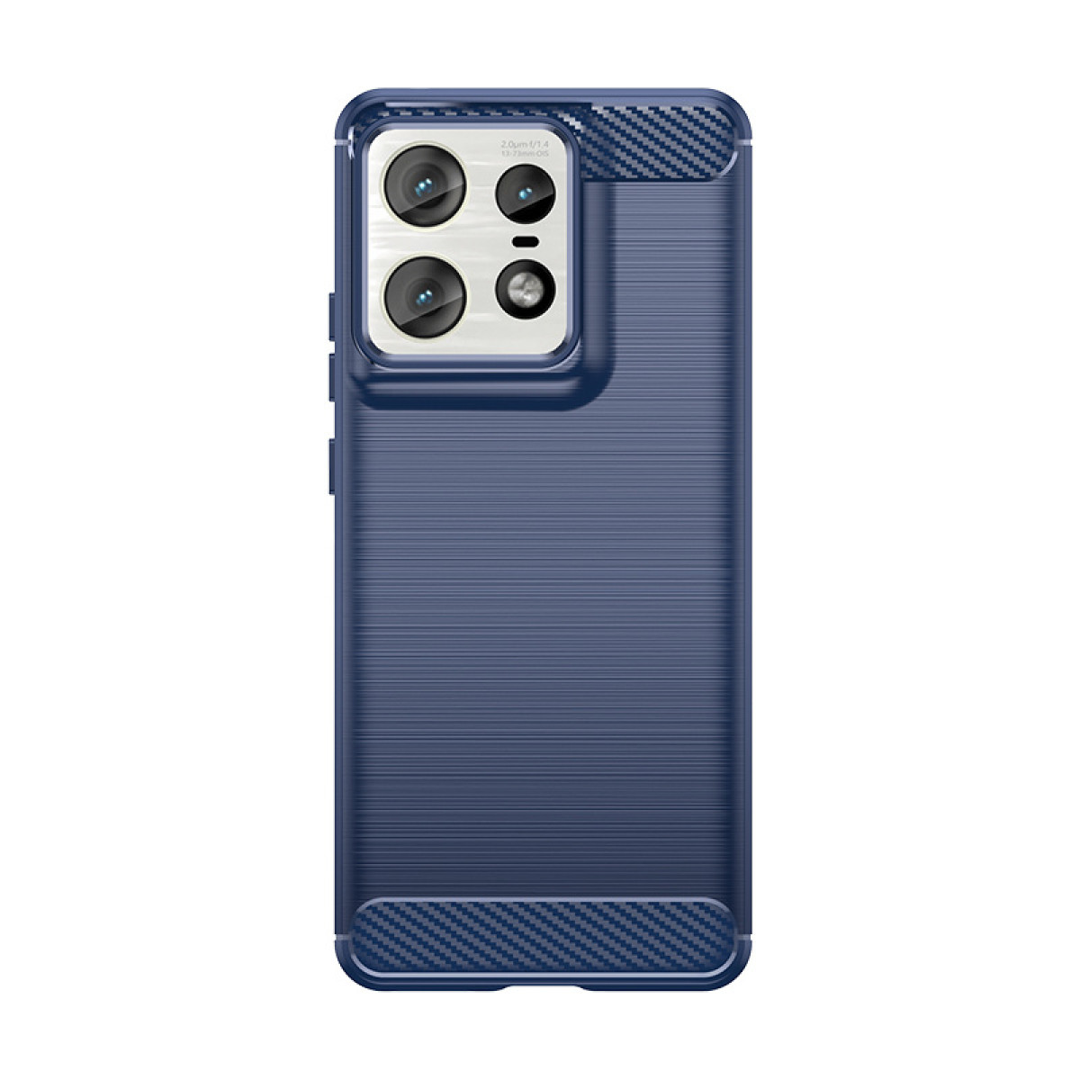 Una custodia blu per telefono con design testurizzato, con ritaglio per fotocamera.