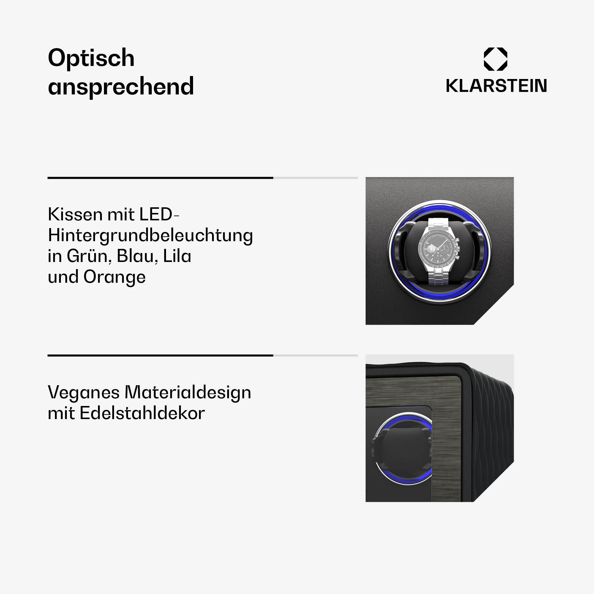 Diagramm mit einem Uhrenbeweger mit LED-Beleuchtung und einer Uhr darin.