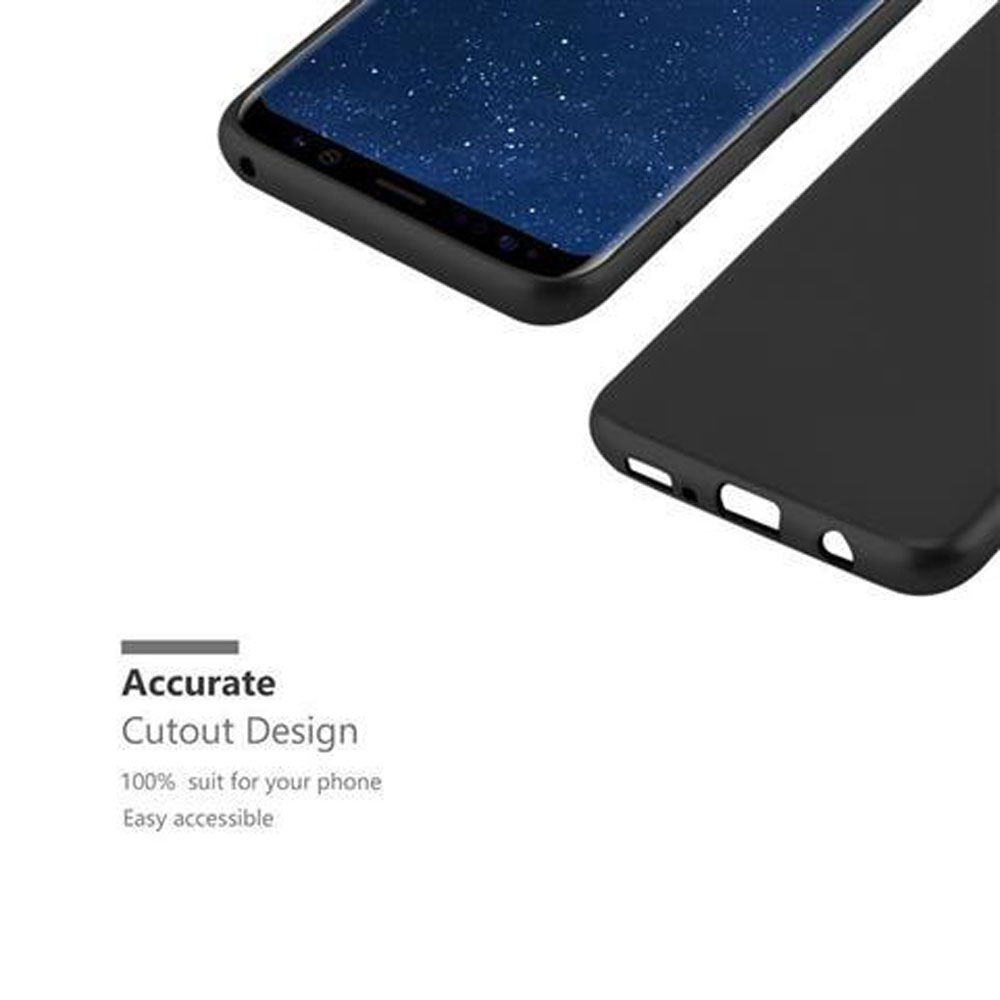 Zwei schwarze Handyhüllen, eine zeigt einen Telefonbildschirm. Weißer Hintergrund.