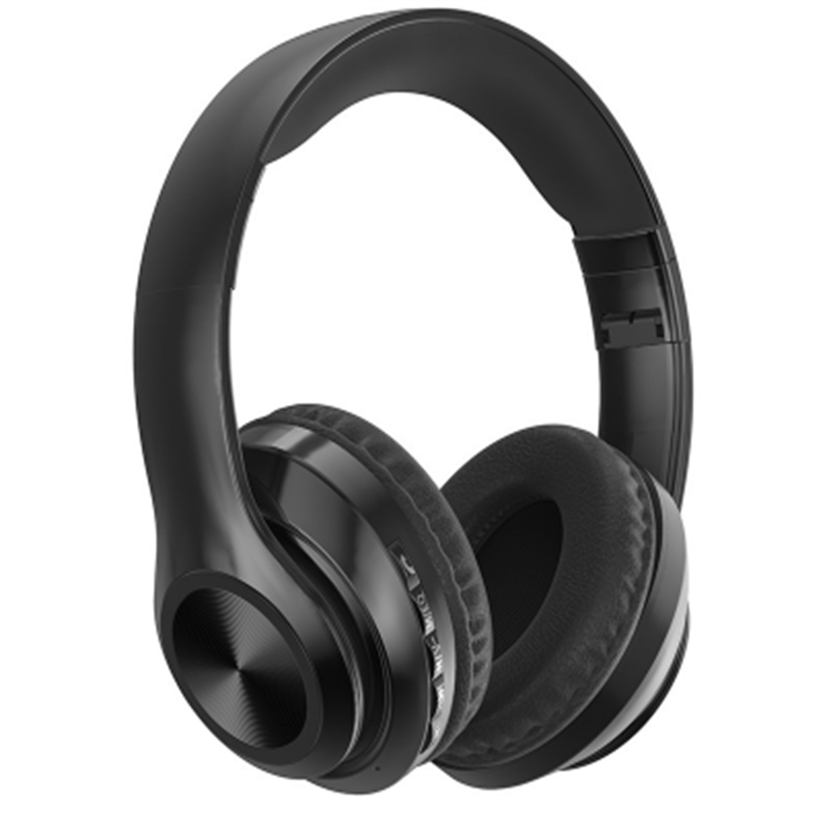 Schwarze Over-Ear-Kopfhörer mit mattem Finish, auf weißem Hintergrund.