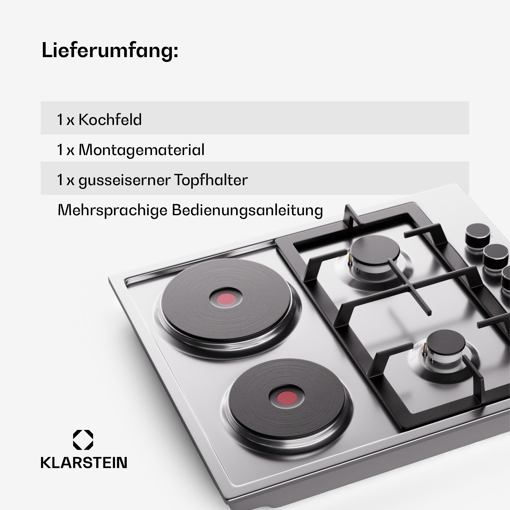 Un primer plano de una cocina de gas con dos quemadores y placas eléctricas.