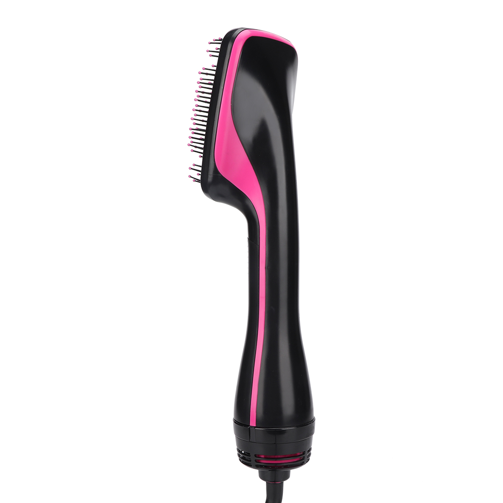 Eine schwarze und pinke Haarstyling-Bürste.