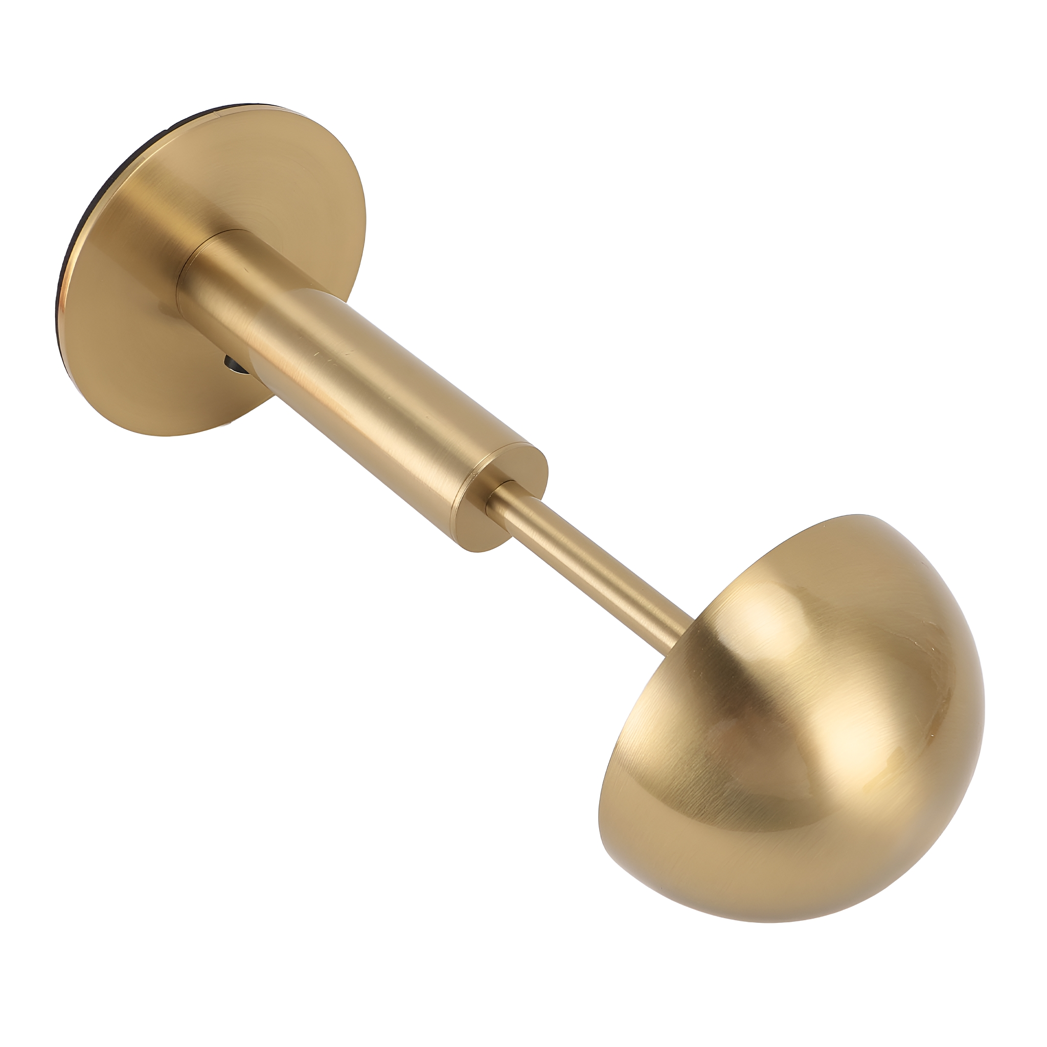 Goldfarbener Gardinenstangenhalter mit abgerundetem Ende und flacher Basis.