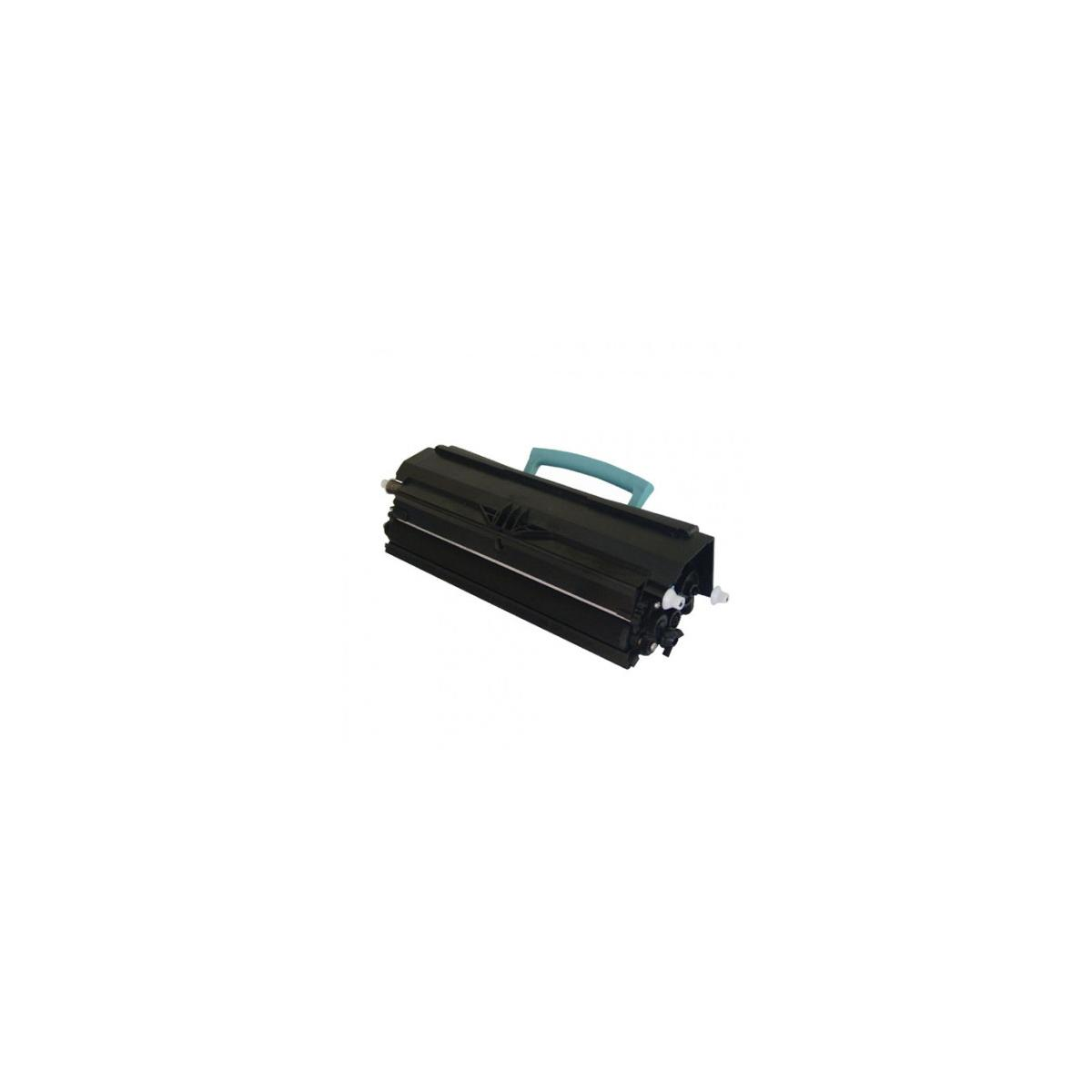 Cartuccia toner rosa con linguetta verde, isolata su sfondo bianco.