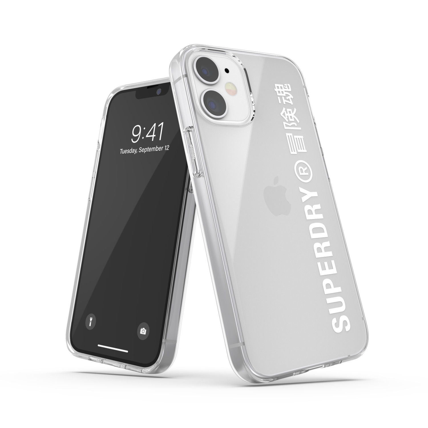 Due telefoni, uno in una custodia e l'altro che mostra una schermata iniziale.