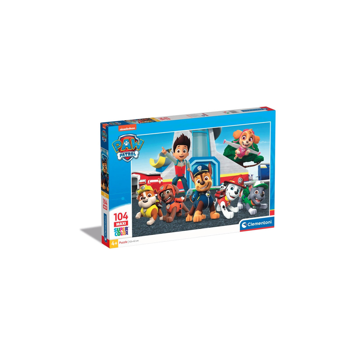 A Paw Patrol puzzle box with the characters on the front, isolated on white.