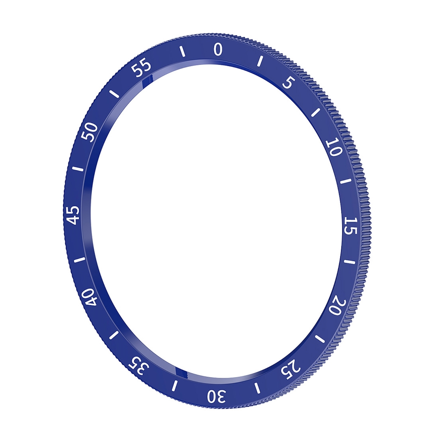 Blauer Ring mit den Zahlen 0-55. Der Ring dient in Uhren zur Messung der verstrichenen Zeit.