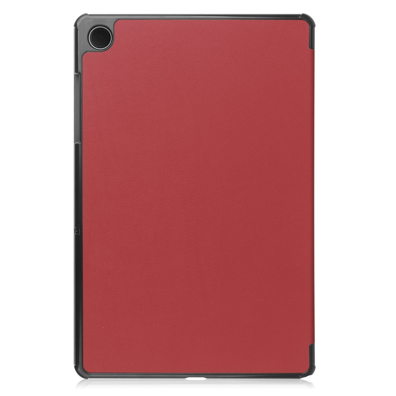 Eine rote Tablet-Hülle. Die Hülle ist geschlossen. Der Hintergrund ist weiß.