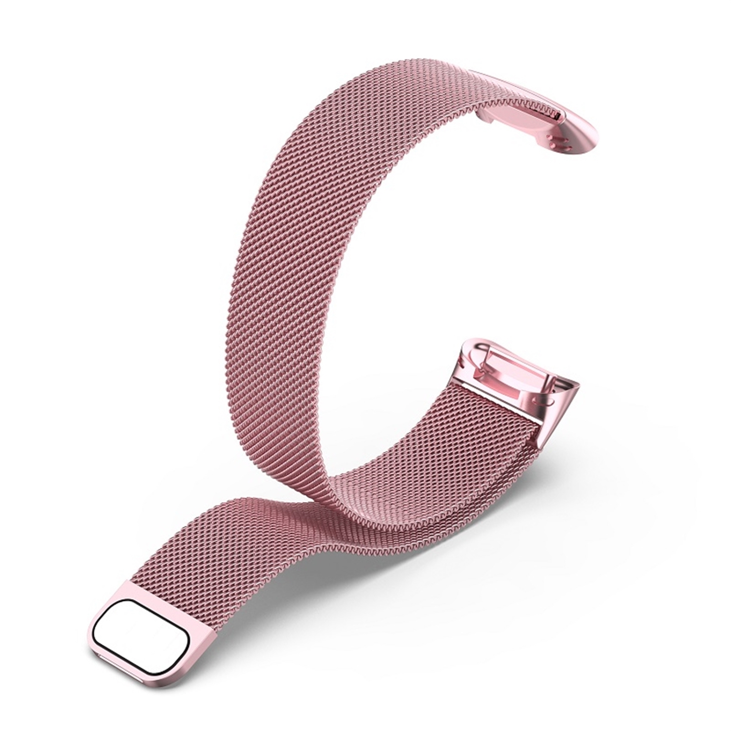 Roségoldfarbenes Uhrenarmband, Mesh-Design, gebogene Form, mit Verschluss.