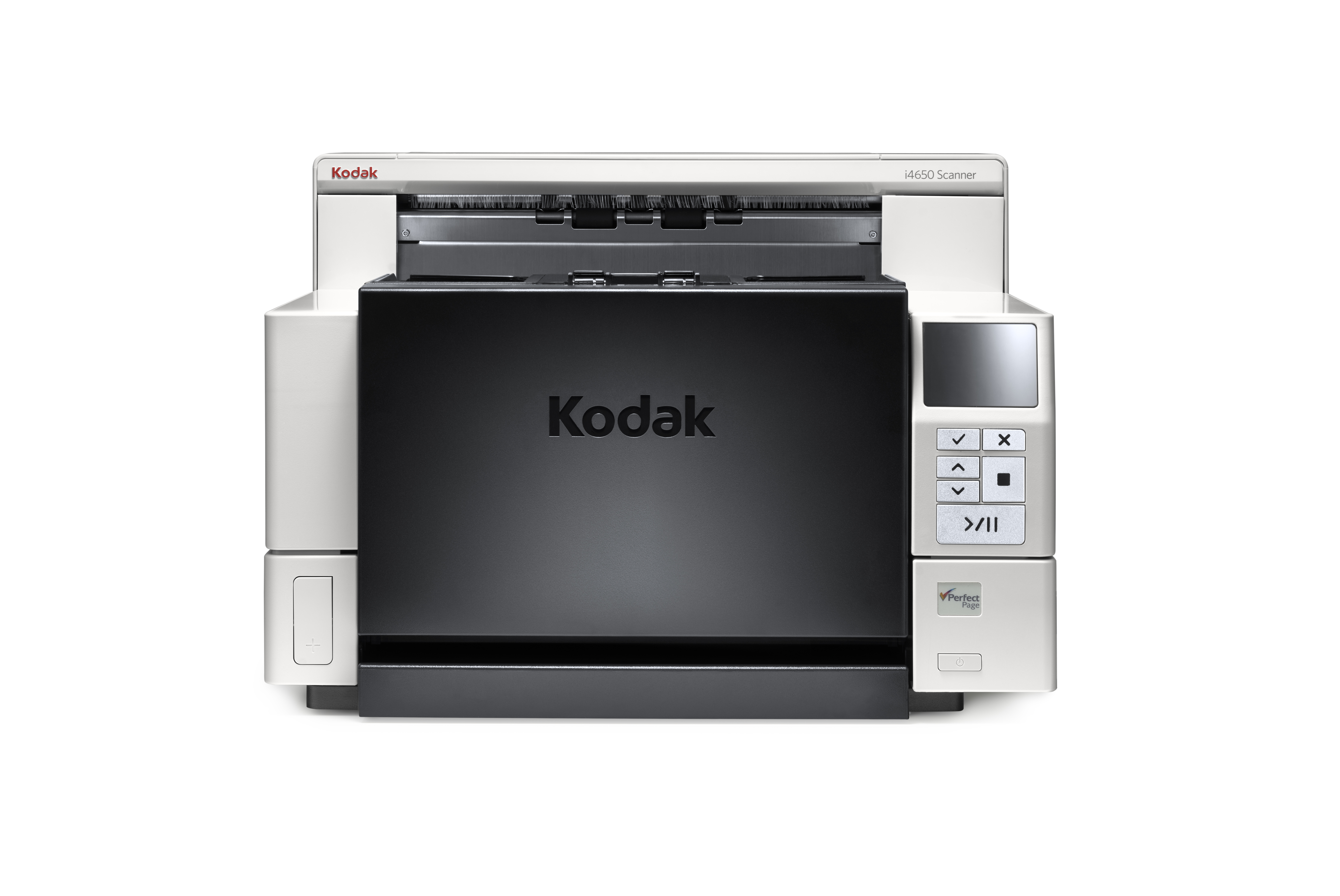 Ein weiß-schwarzer Kodak i4650 Scanner mit Touchscreen und Display.