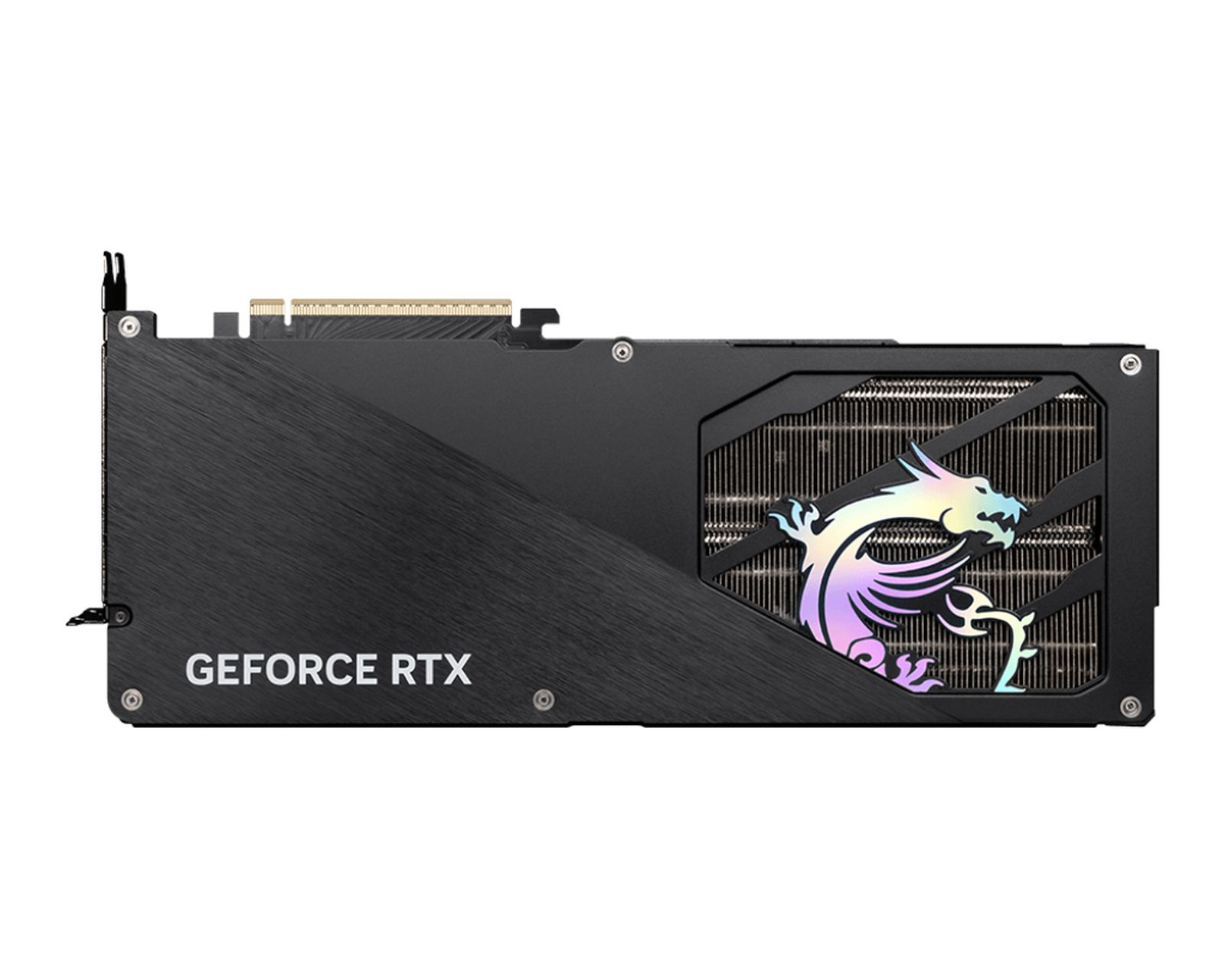 Karta graficzna MSI GeForce RTX z motywem smoka i widocznym słowem GeForce RTX.