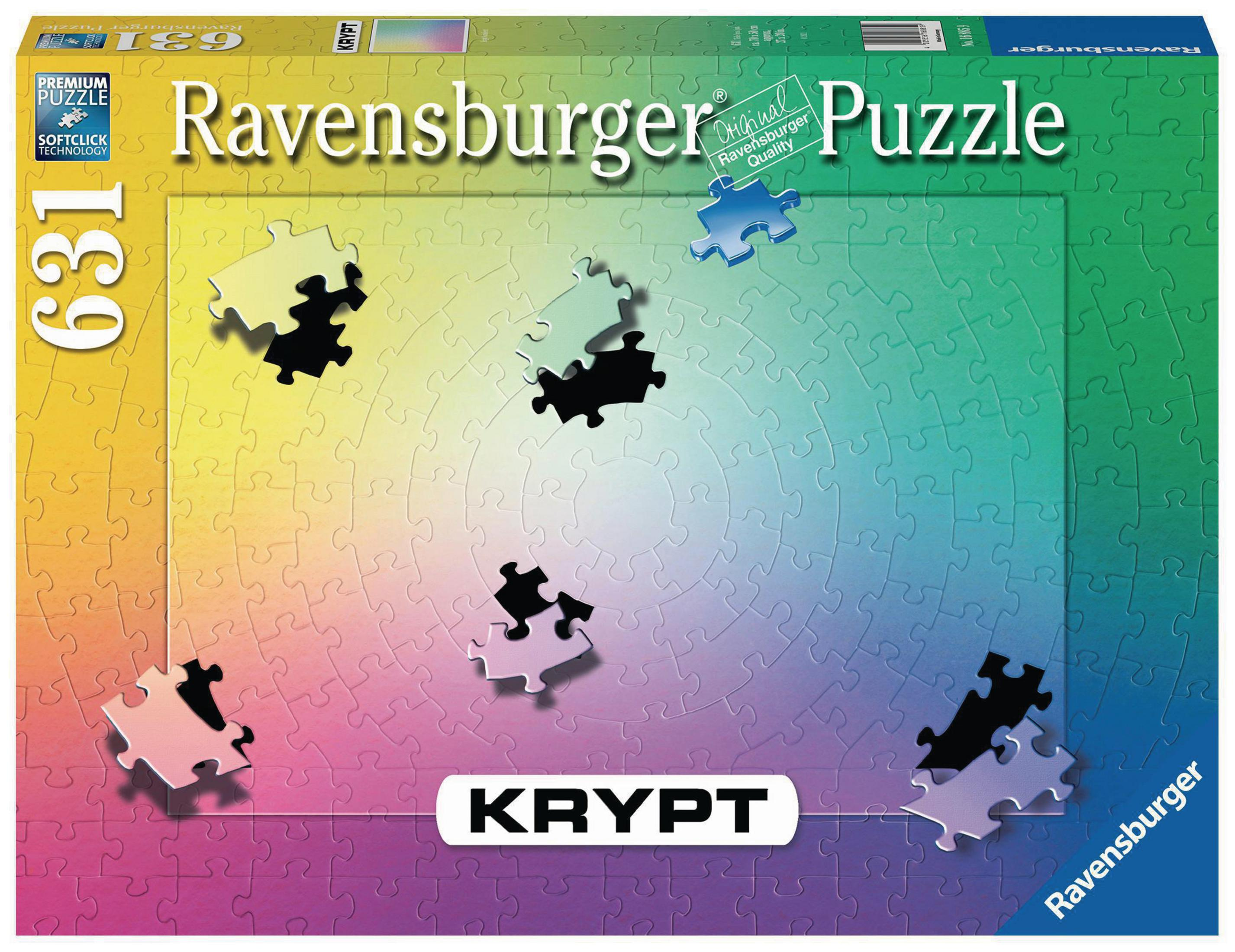 Puzzledose mit den Puzzleteilen. Die Puzzleteile sind in verschiedenen Farben.