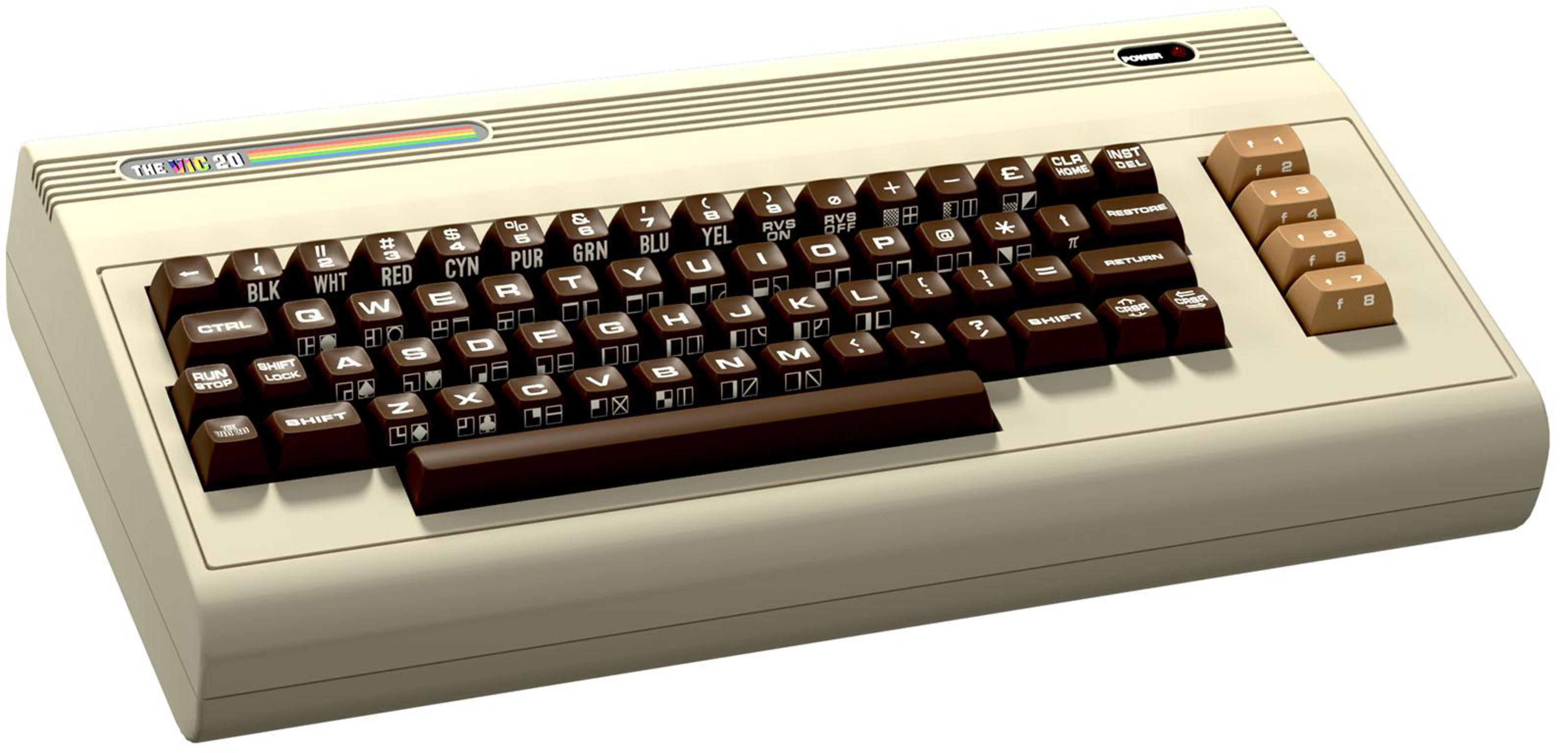 Beiger Commodore 64 Computer mit sichtbarer Tastatur und Funktionstasten.