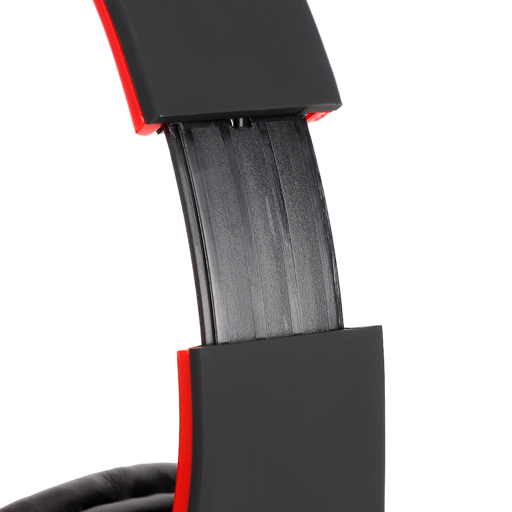 Kopfhörerbogen mit roten Akzenten. Der schwarze Kunststoffbogen hat ein geriffeltes Design.
