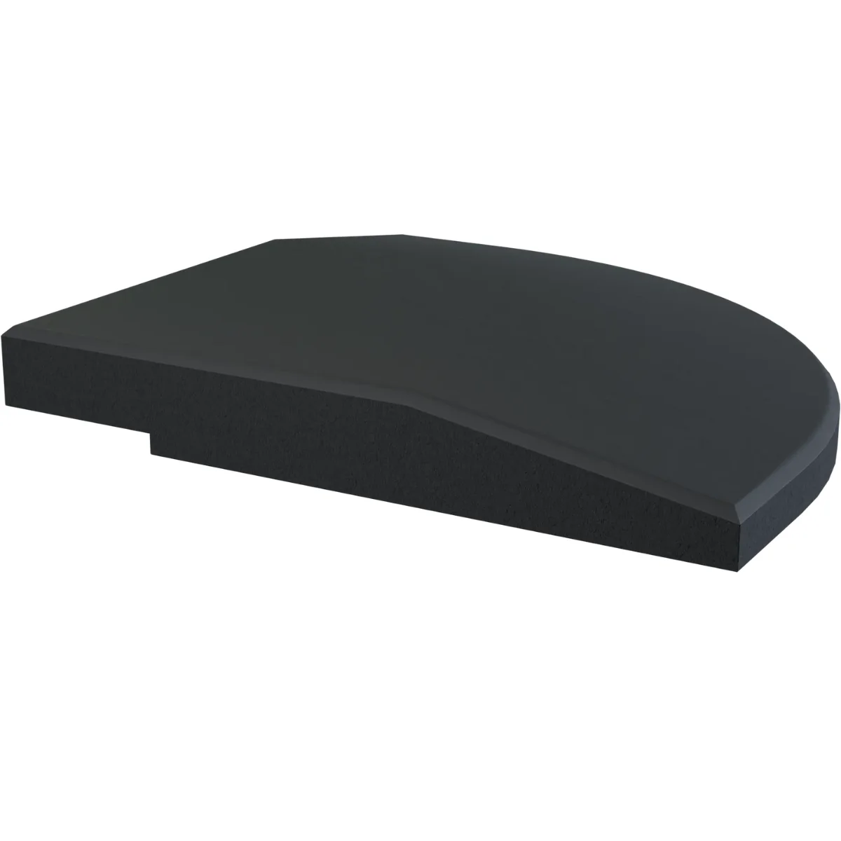 Black, semi-circular foam pad.