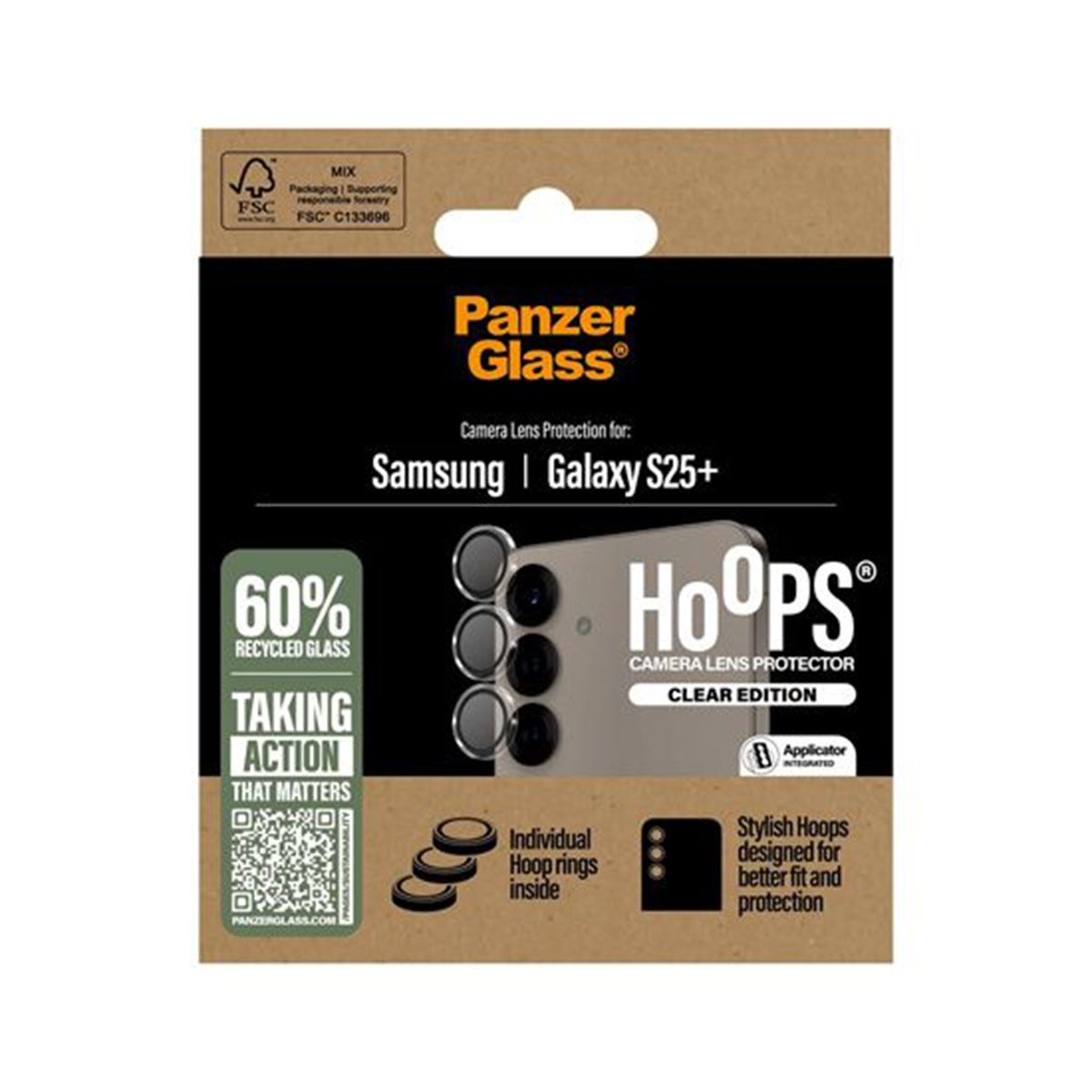 Confezione per un proteggi-lente del telefono, con un'immagine del telefono.