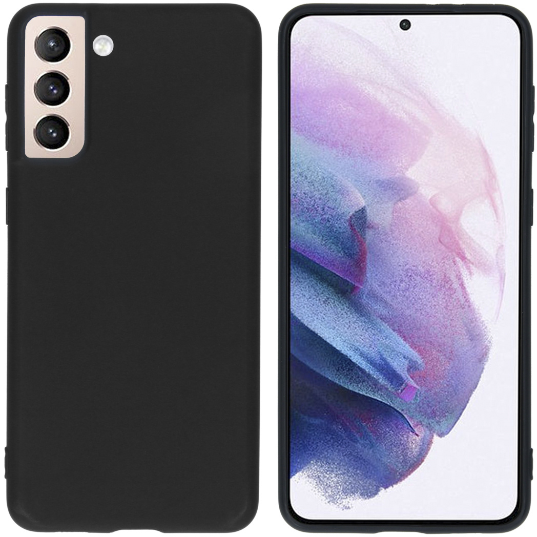 Custodia nera per telefono con tre fotocamere a sinistra e uno schermo del telefono a destra.